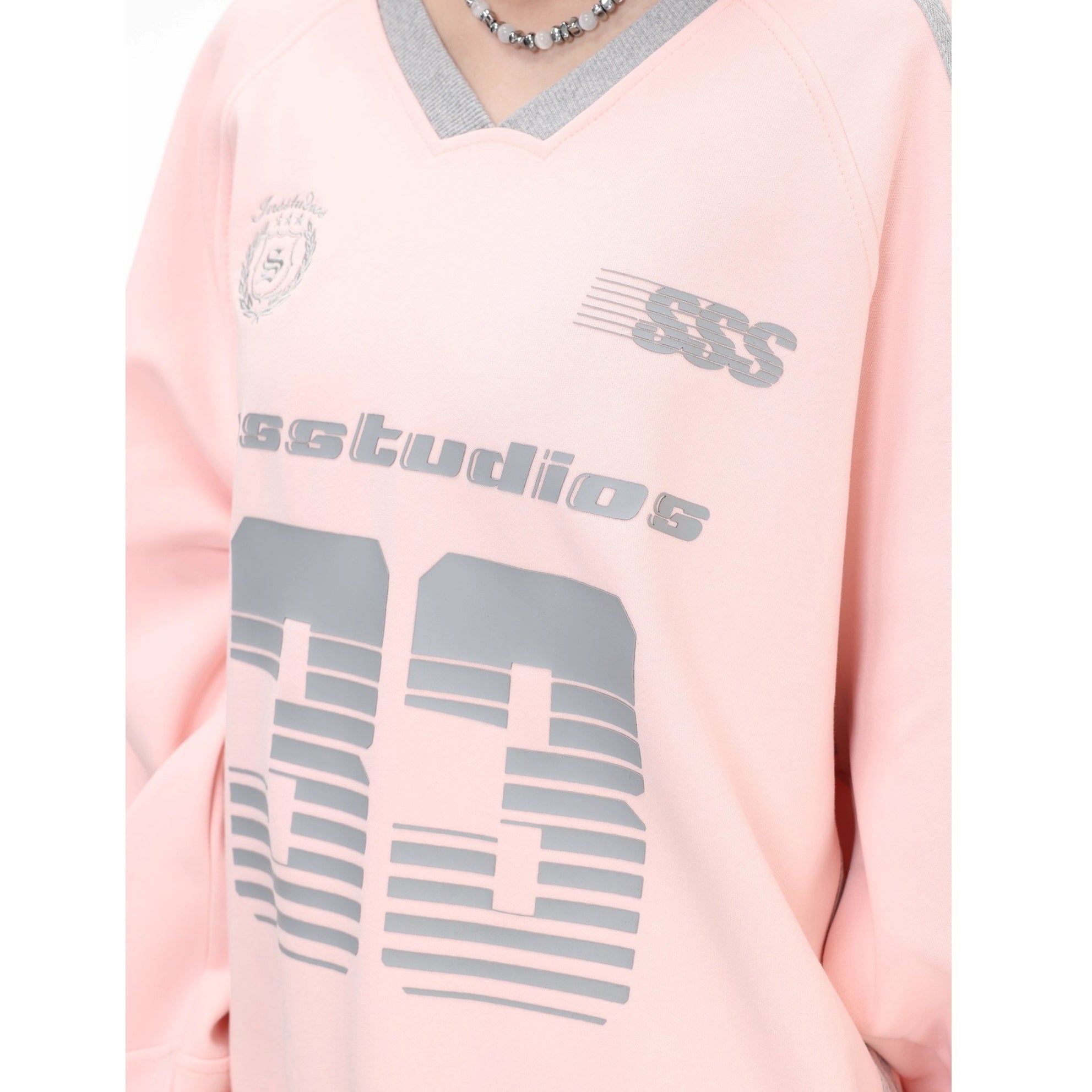 V-Neck Striped Jersey Sweatshirt IN7075