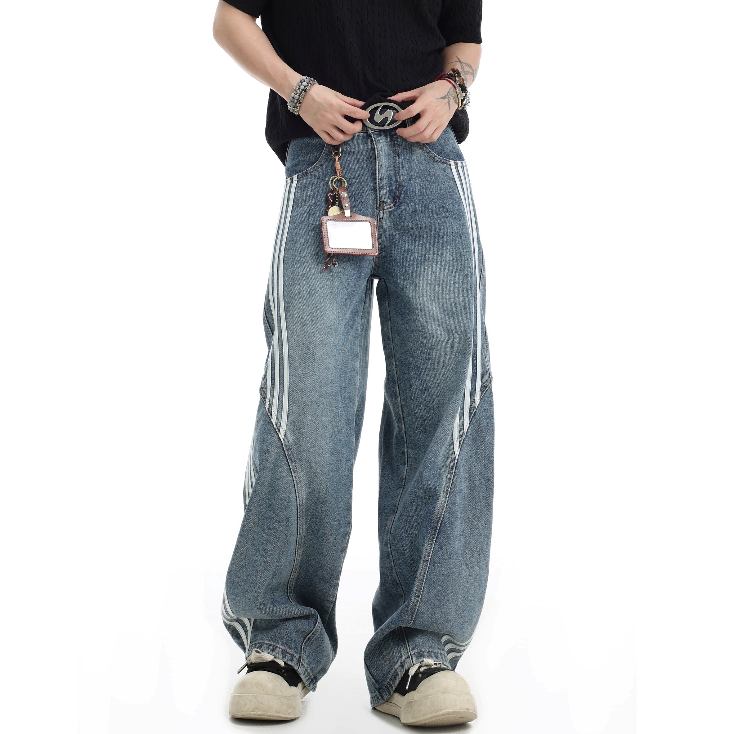 Three-bar Striped Wash Curve Jeans IN7060