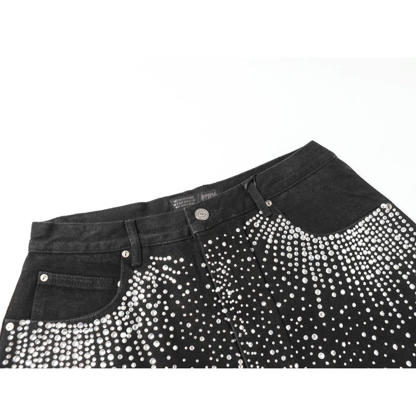 RhineStone Raw Edge Denim Half Shorts MB7352