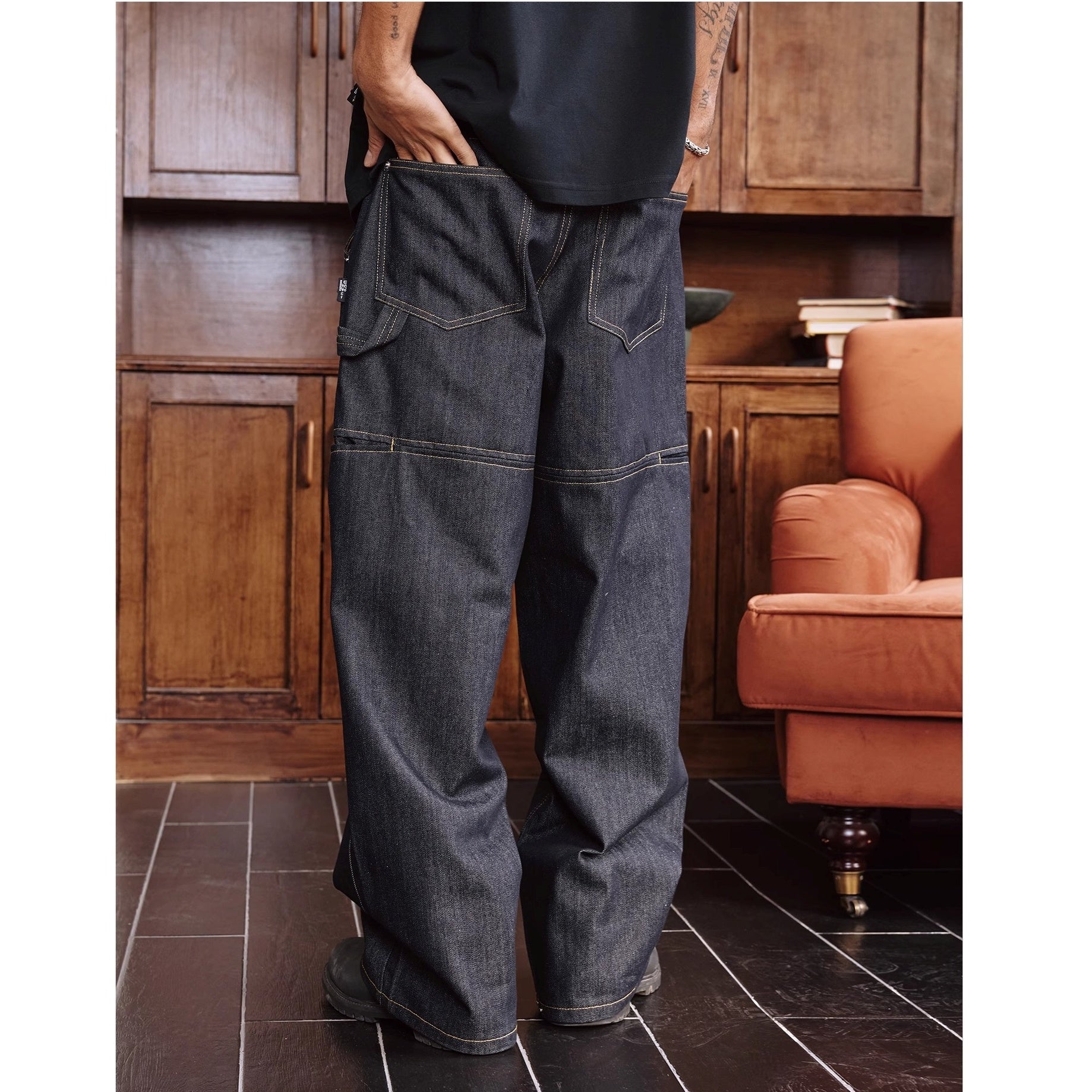 Stitch Design Loose Straight Jeans MB7369