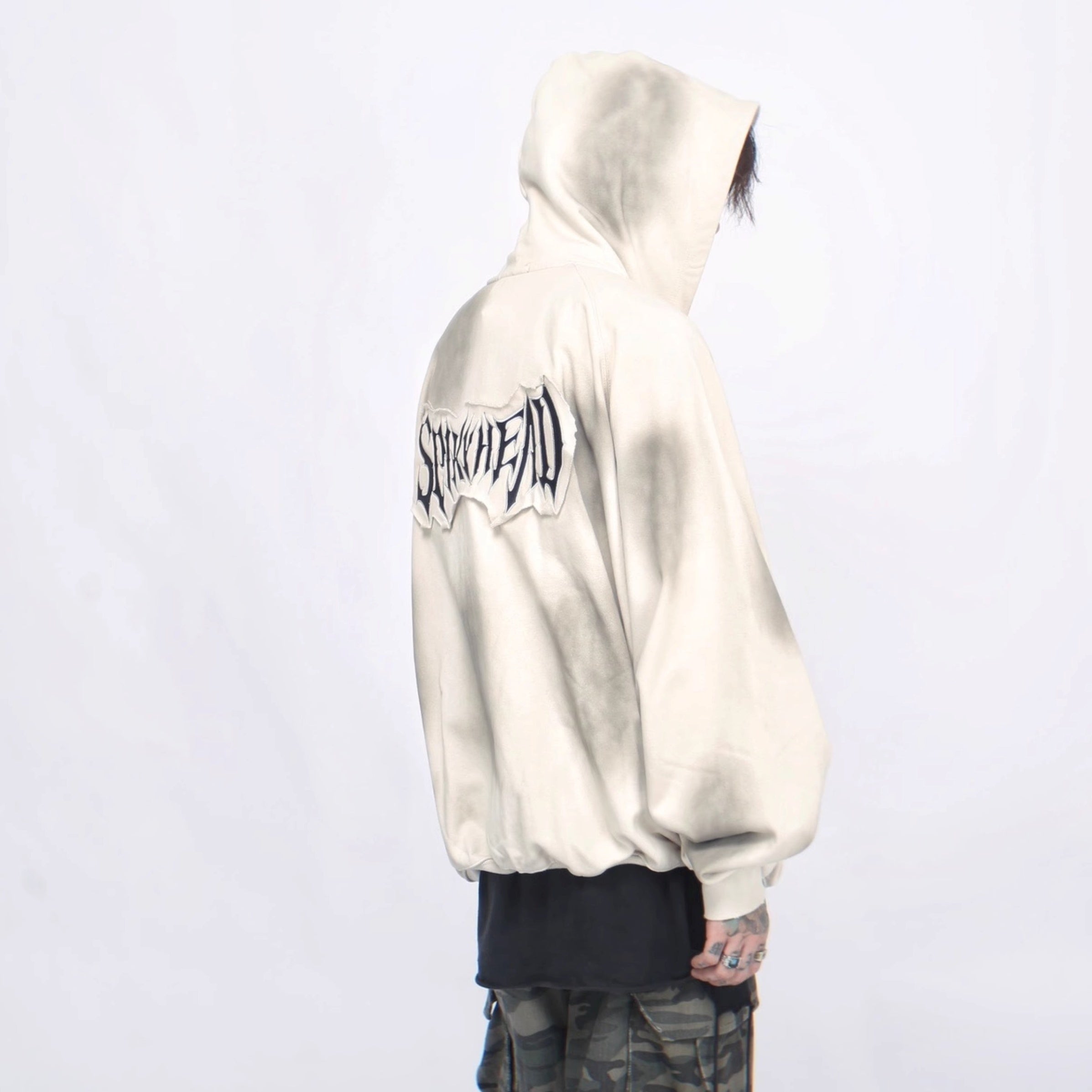 Vintage Distressed Hooded Zip-up Jacket MB7376