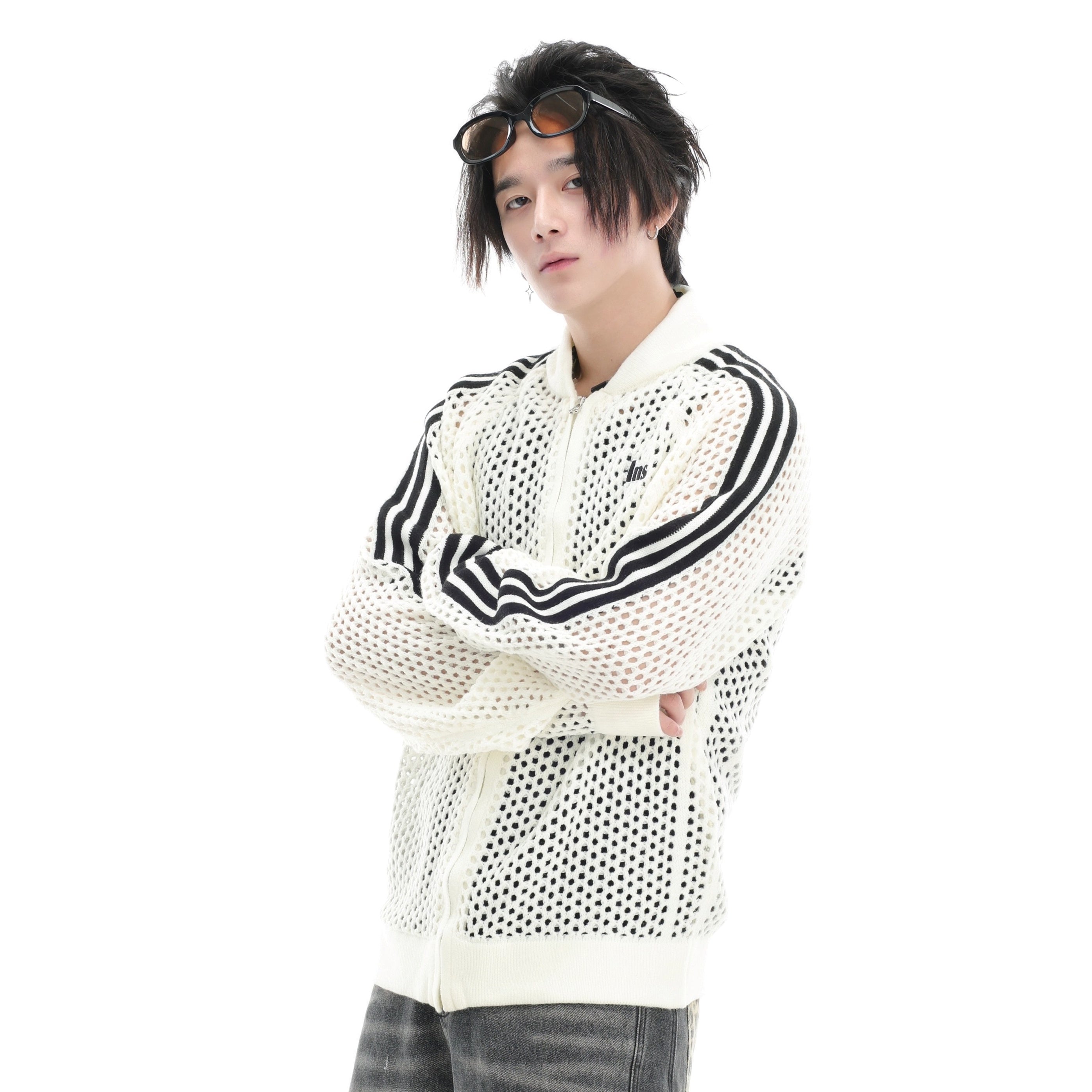 Raglan Mesh Cutout Cardigan Jacket IN7076
