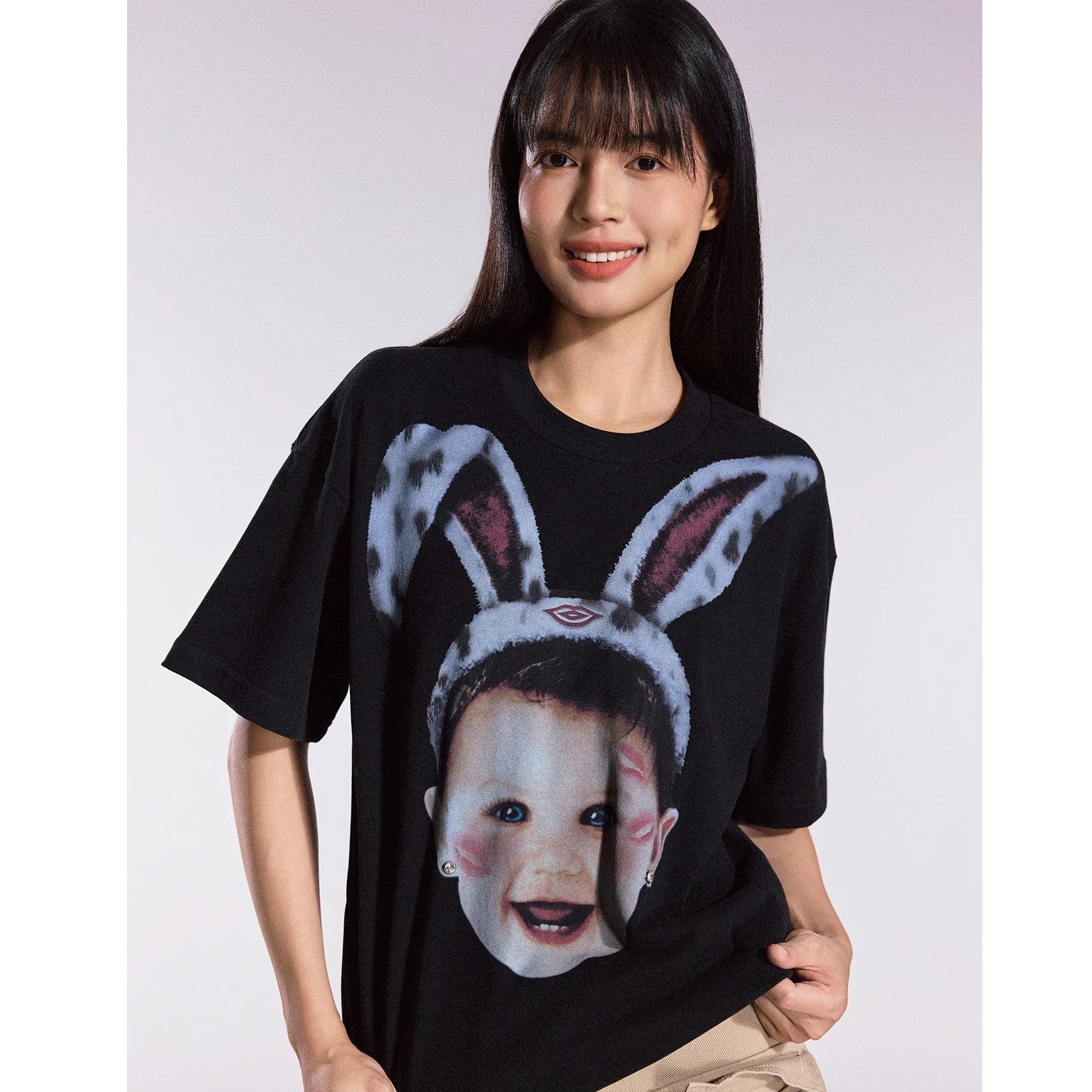Fun Rabbit Treasure Print T-shirt MB7359