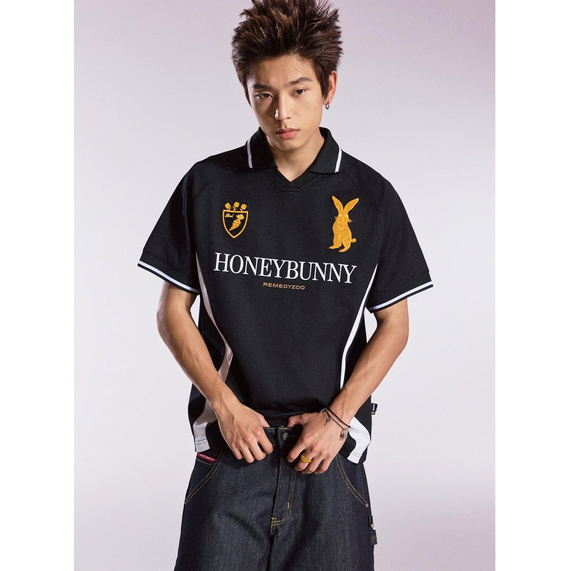 Honey Bunny Embroidery Polo Collar T-shirt MB7364