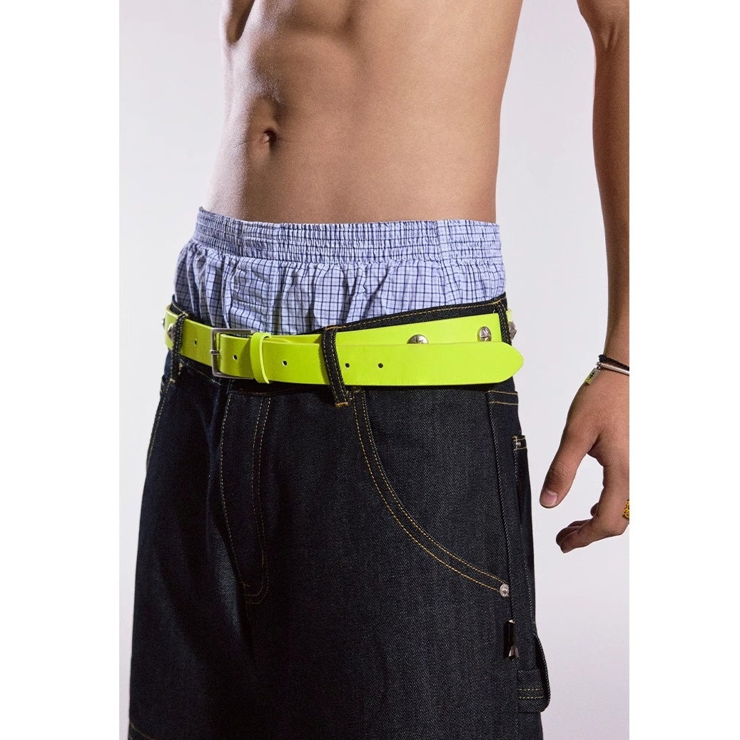 Highlighter Color Rivet Leather Belt MB7367