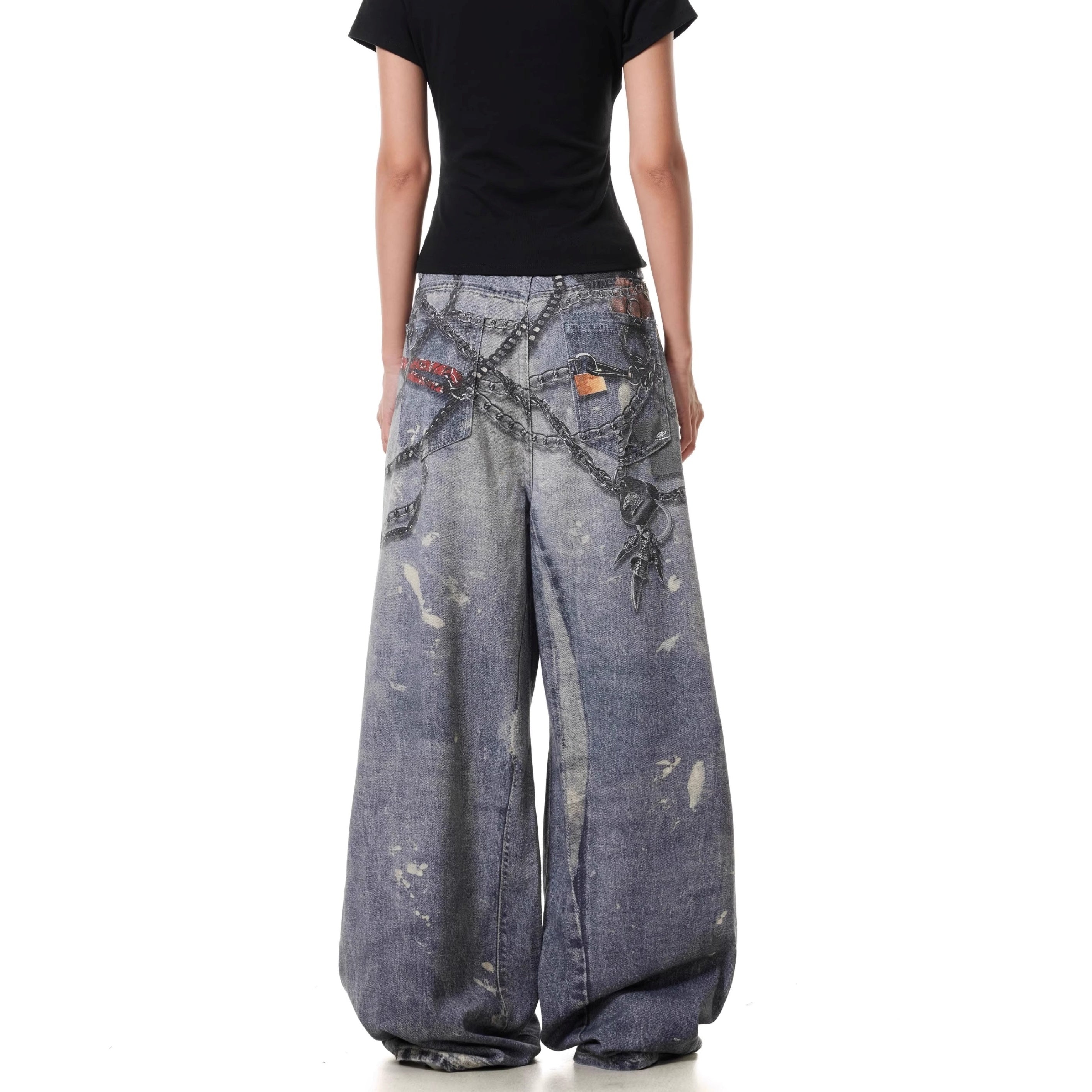 3D Digital Printing Chain Jeans MB7373
