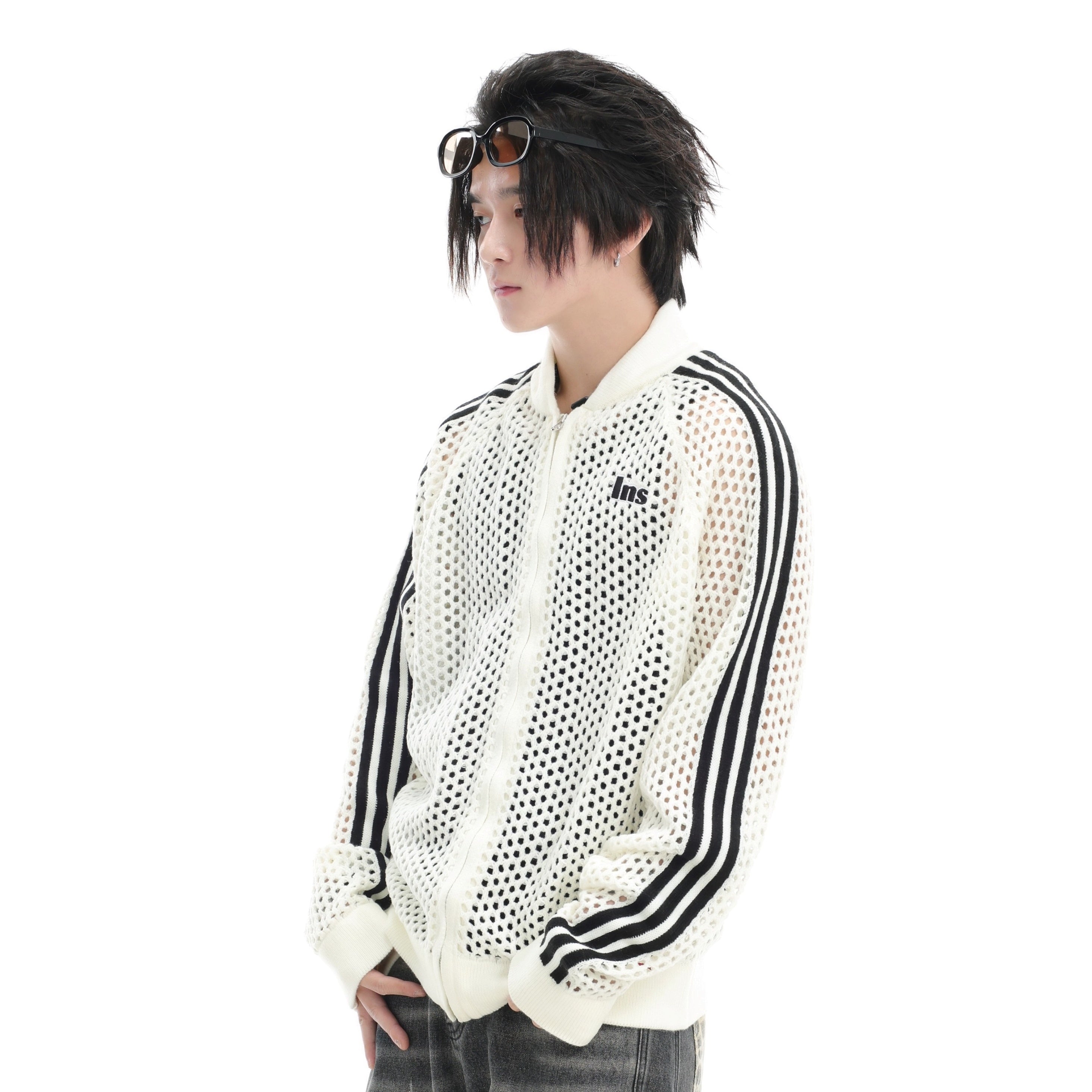 Raglan Mesh Cutout Cardigan Jacket IN7076