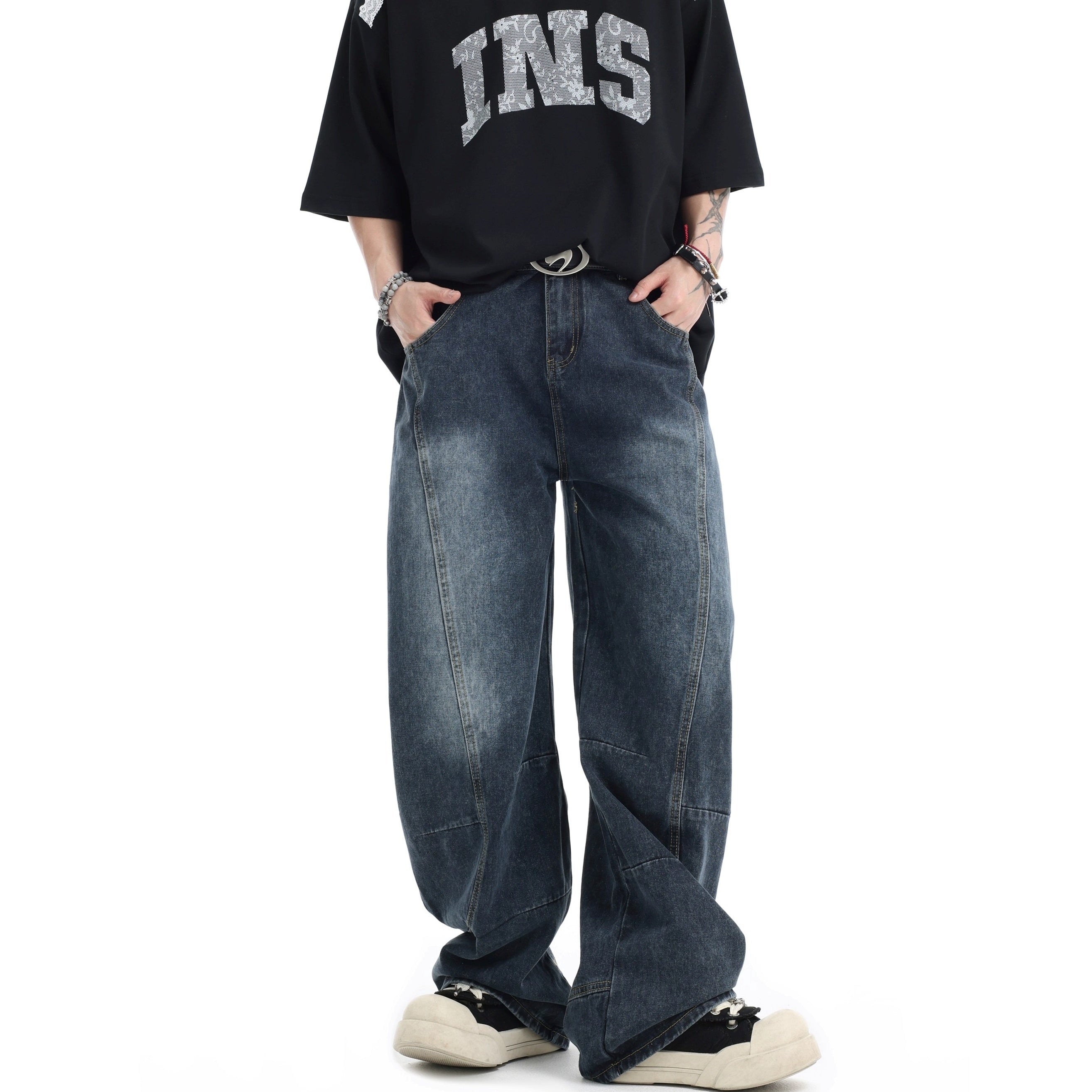 Vintage Gradient Washed Panel Curve Jeans IN7065