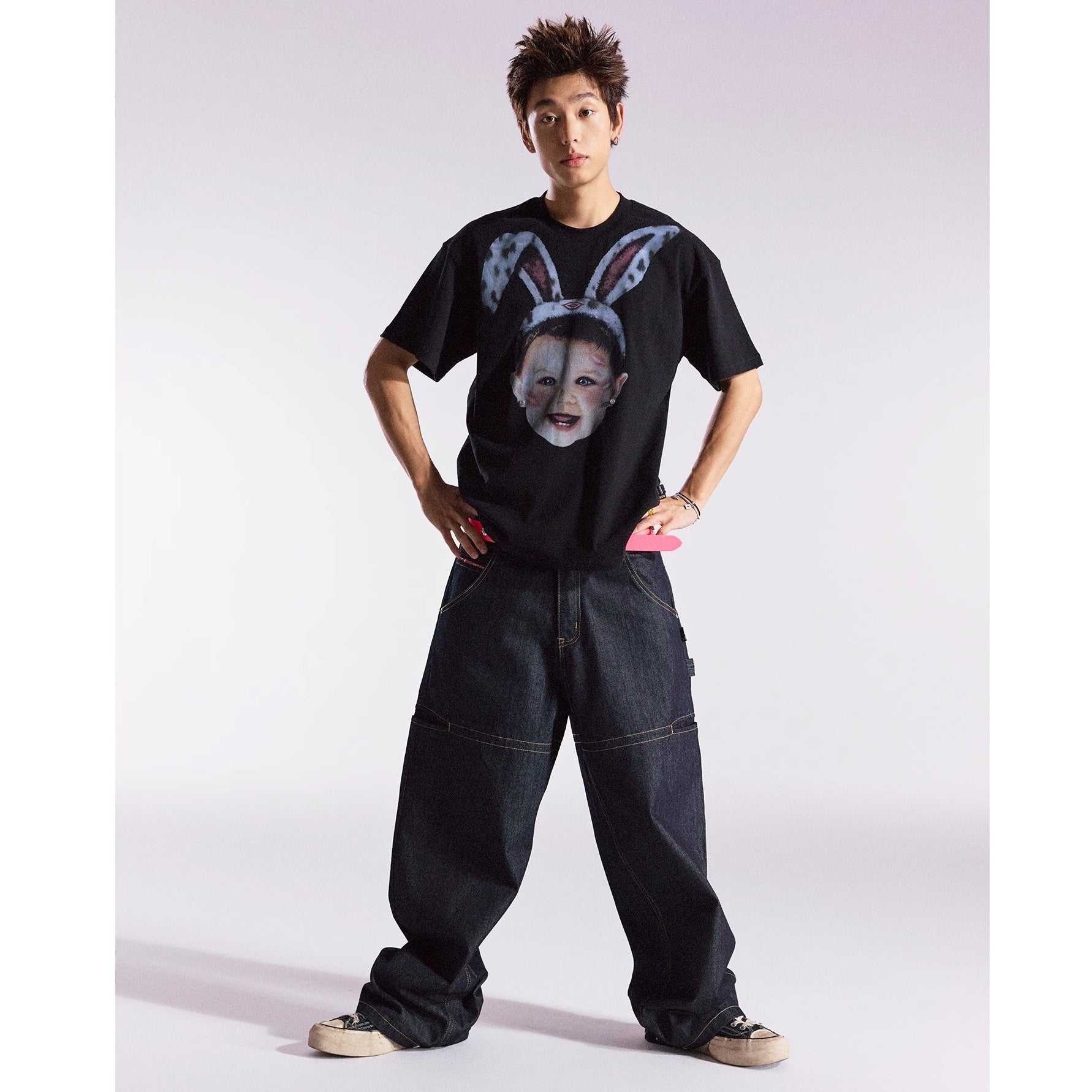 Fun Rabbit Treasure Print T-shirt MB7359