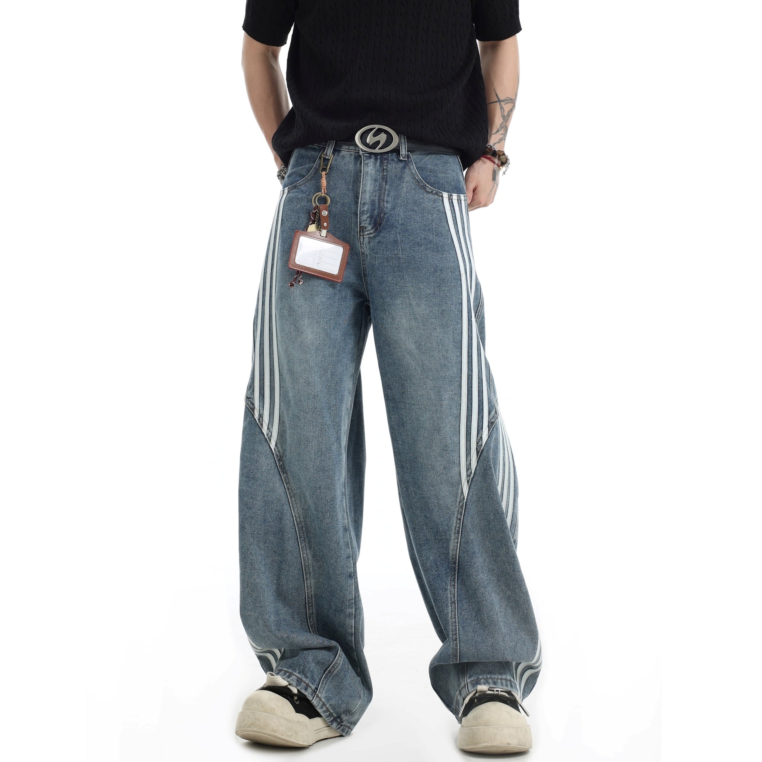 Three-bar Striped Wash Curve Jeans IN7060