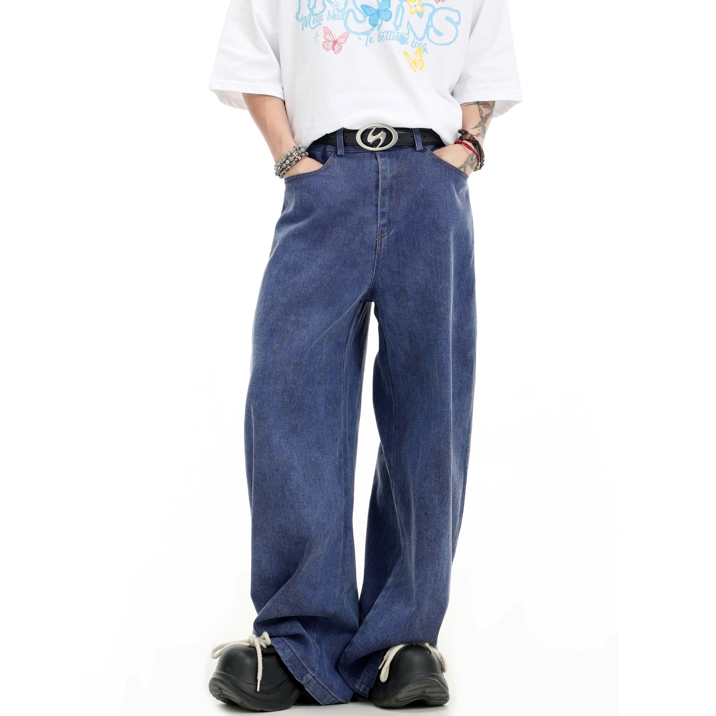 Splashed Ink Tie-dye Wide-Leg Jeans IN7070
