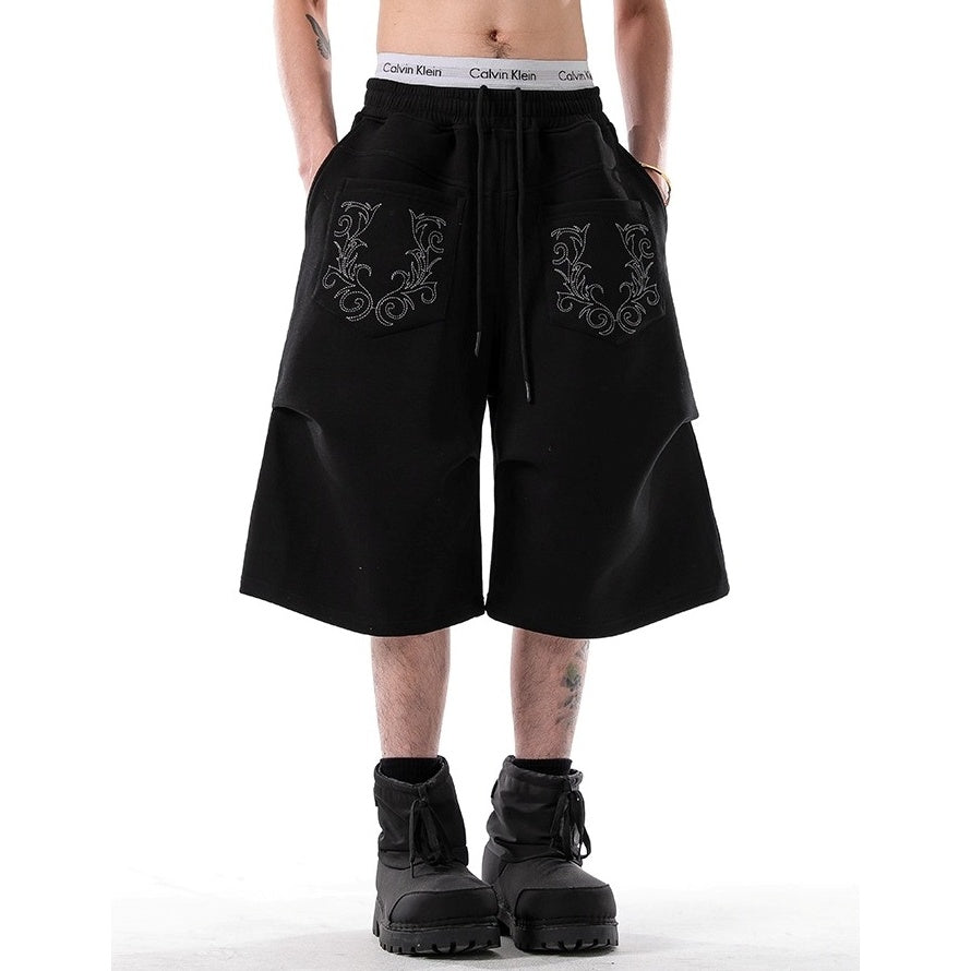 Pleated Sport Wide-Leg Sweat Half Pants BL1022