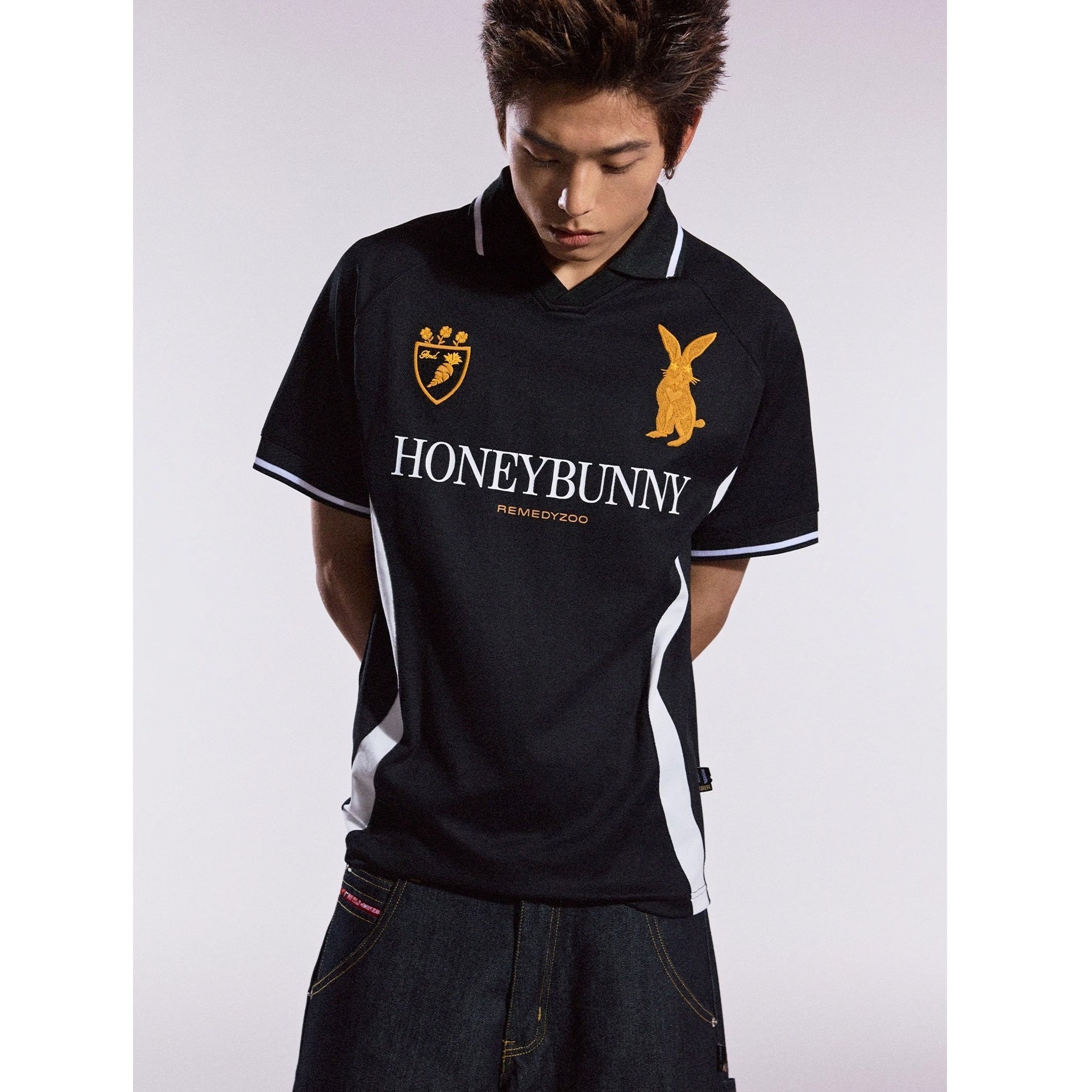 Honey Bunny Embroidery Polo Collar T-shirt MB7364