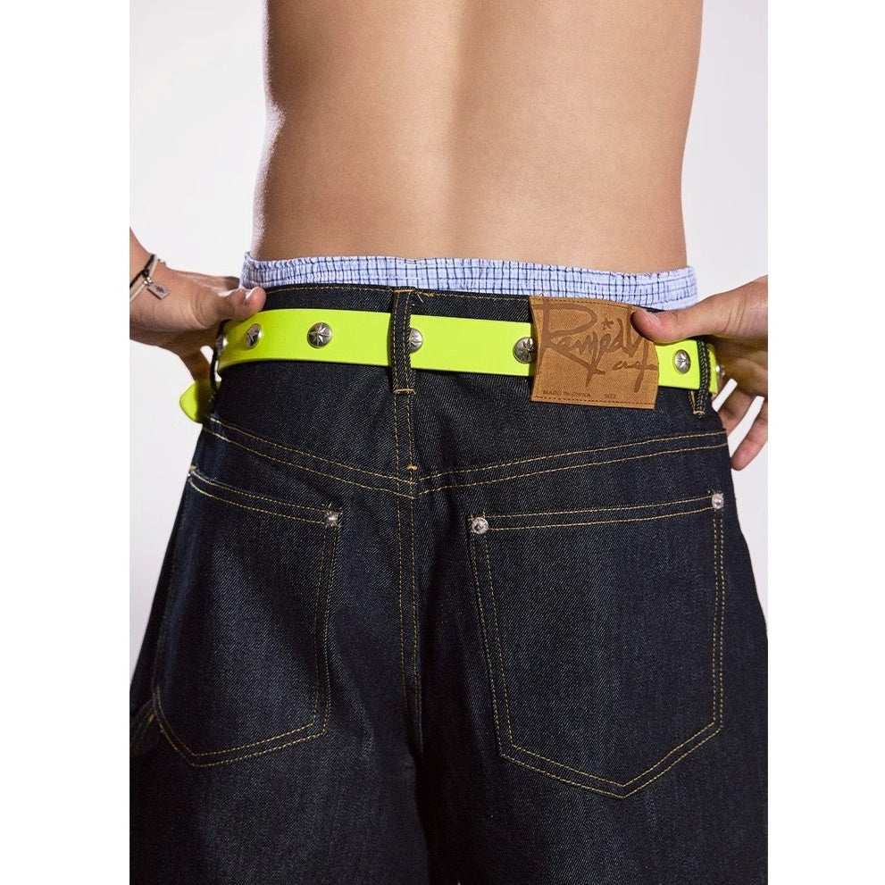 Highlighter Color Rivet Leather Belt MB7367
