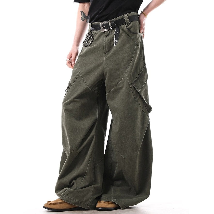 Switching Casual Loose Cargo Curve Pants BL1020
