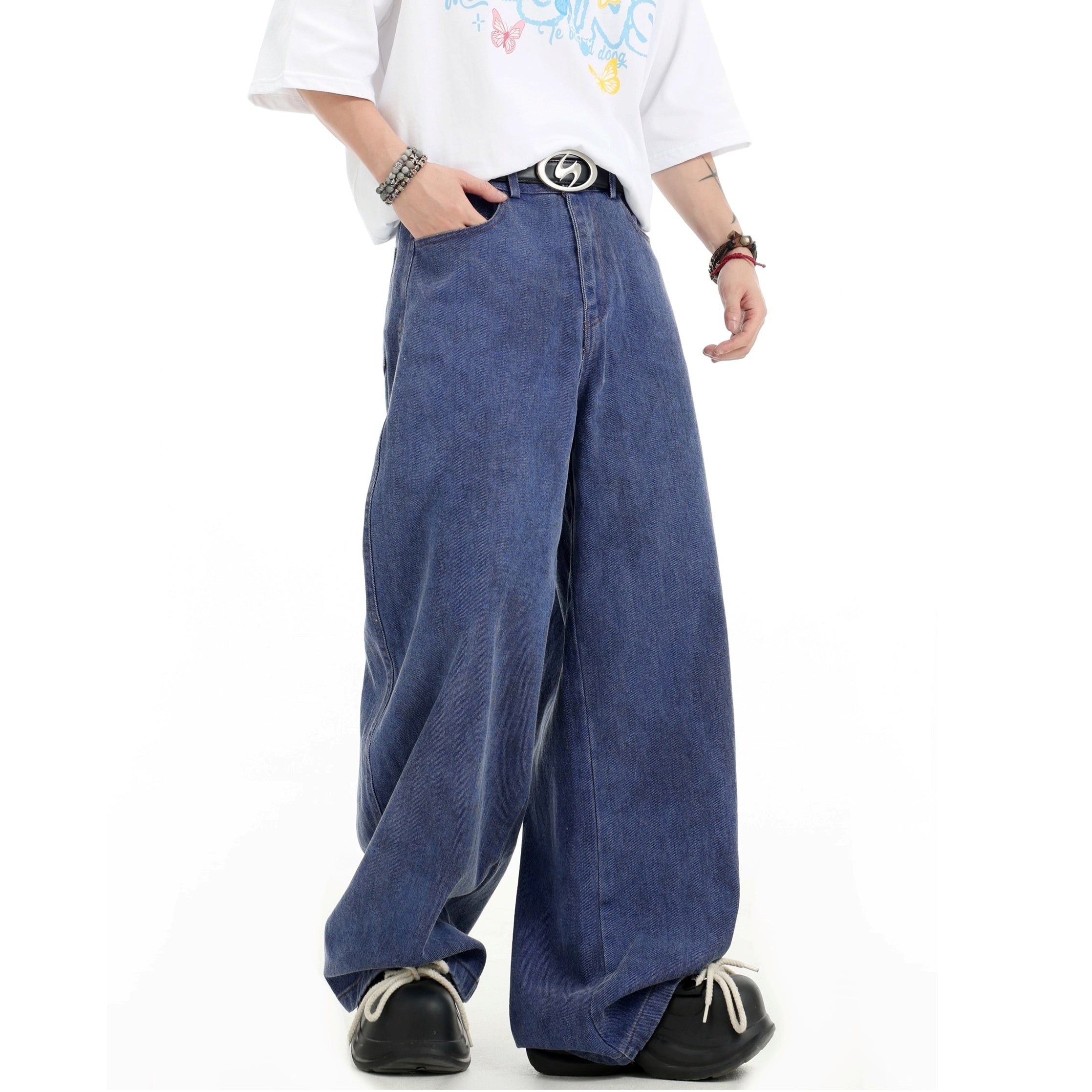 Splashed Ink Tie-dye Wide-Leg Jeans IN7070