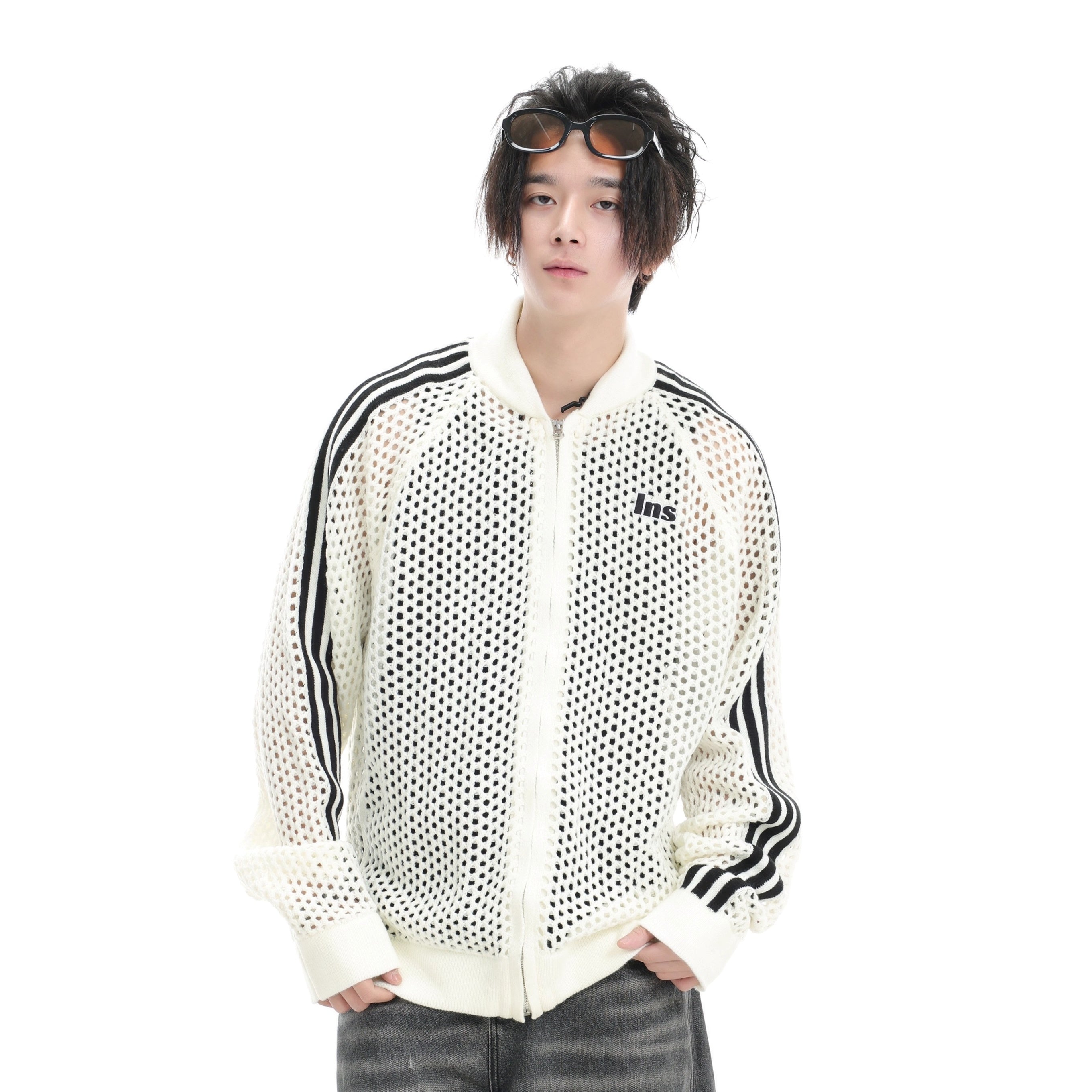 Raglan Mesh Cutout Cardigan Jacket IN7076