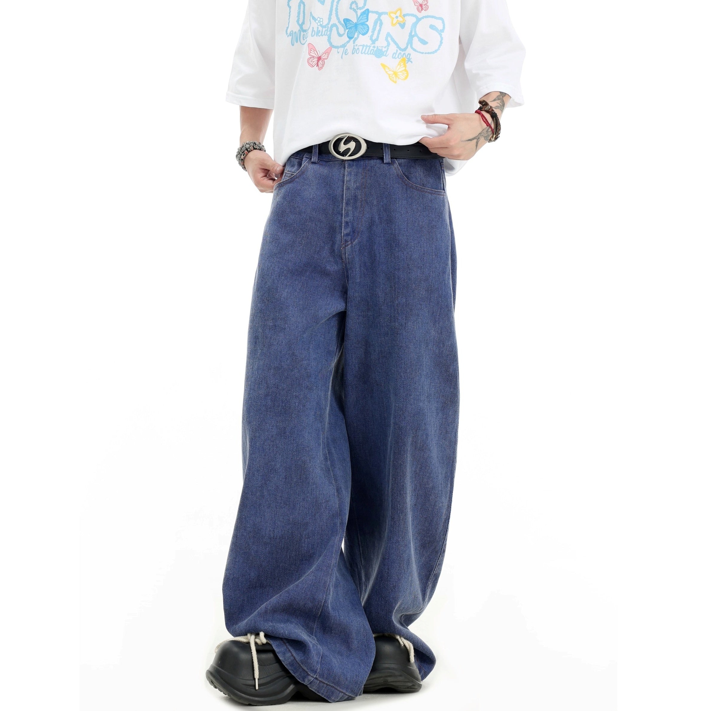 Splashed Ink Tie-dye Wide-Leg Jeans IN7070