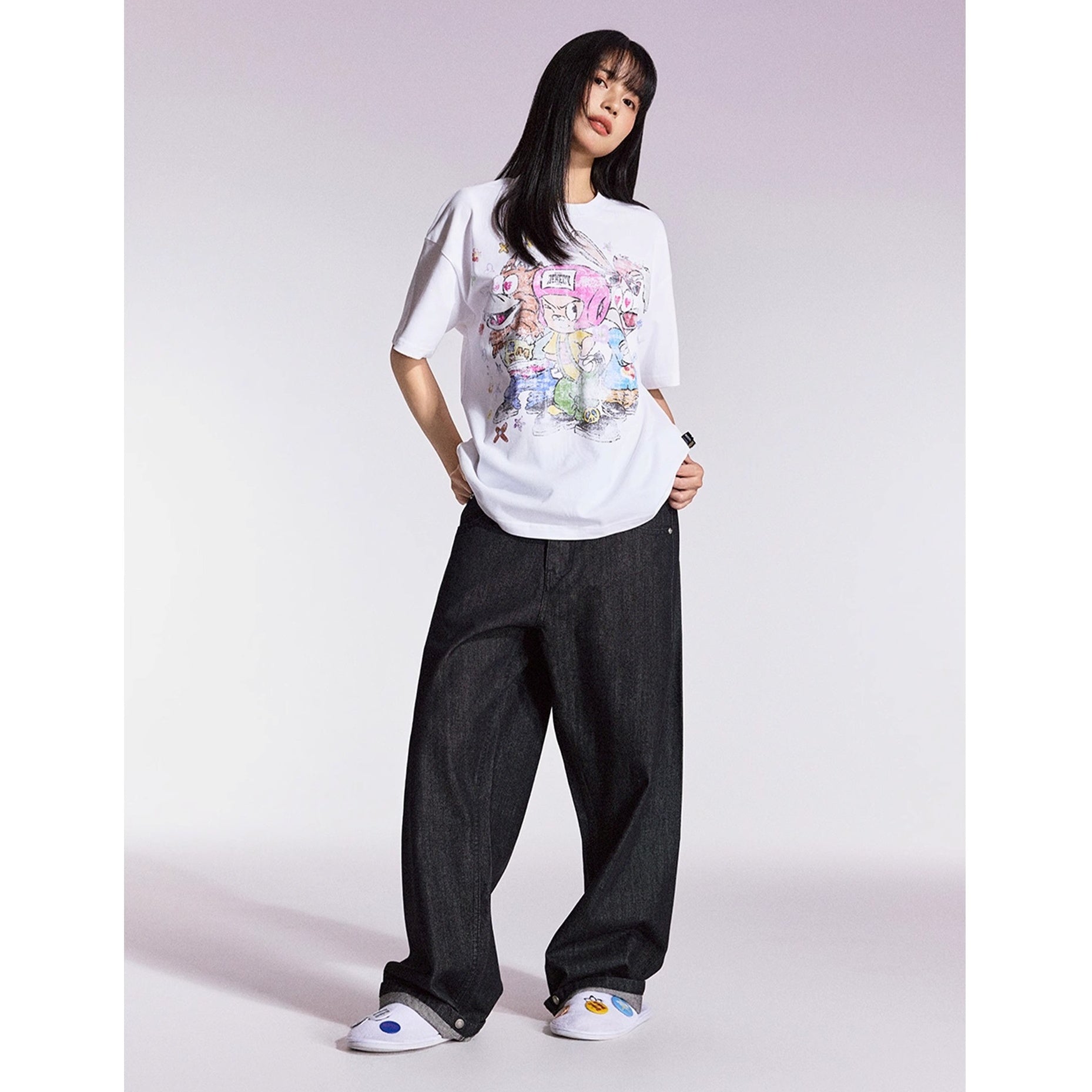 Cartoon Graffiti Three Brothers Loose T-shirt MB7357