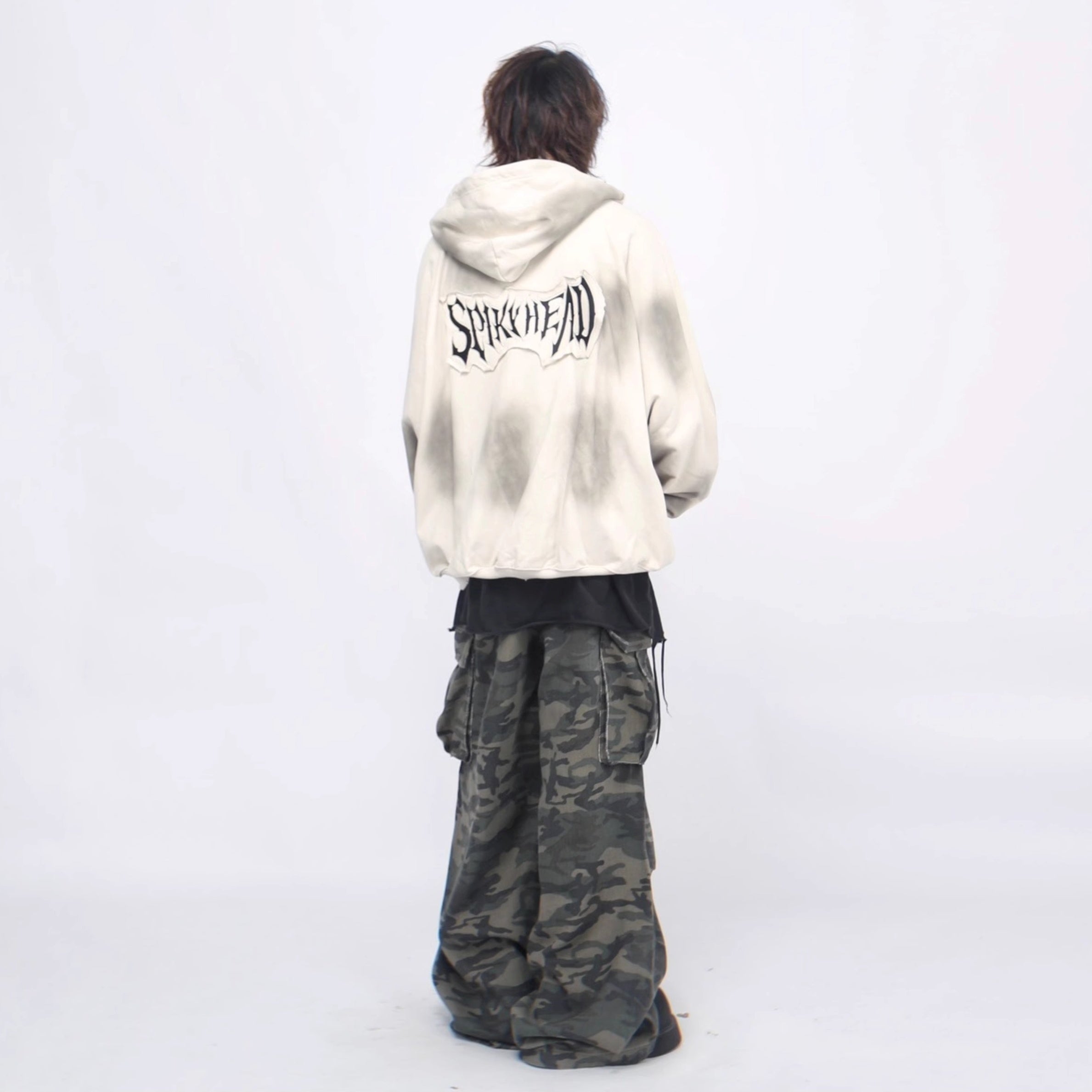 Vintage Distressed Hooded Zip-up Jacket MB7376