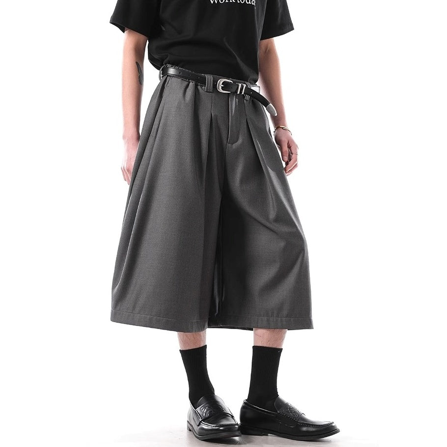 Tuck Design Draped Wide Cropped Pants BL1033
