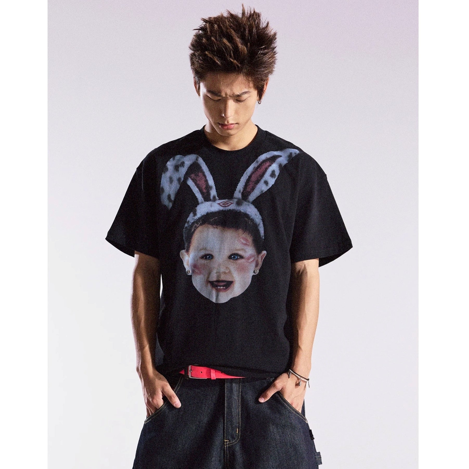 Fun Rabbit Treasure Print T-shirt MB7359