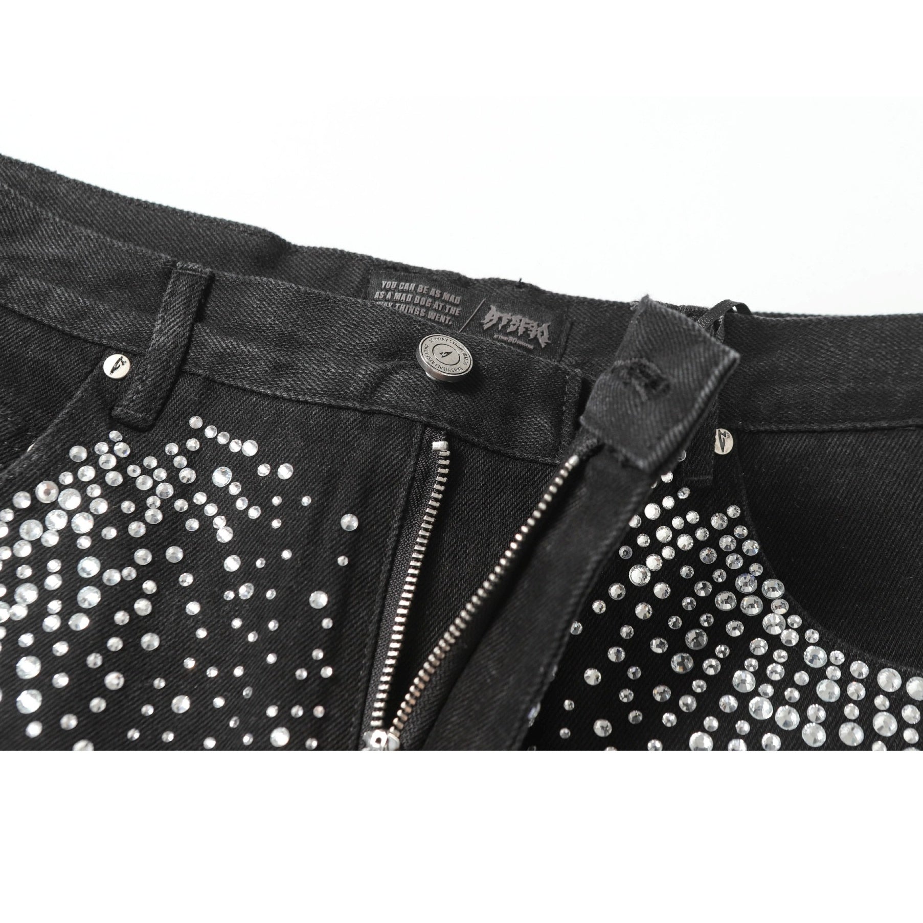 RhineStone Raw Edge Denim Half Shorts MB7352