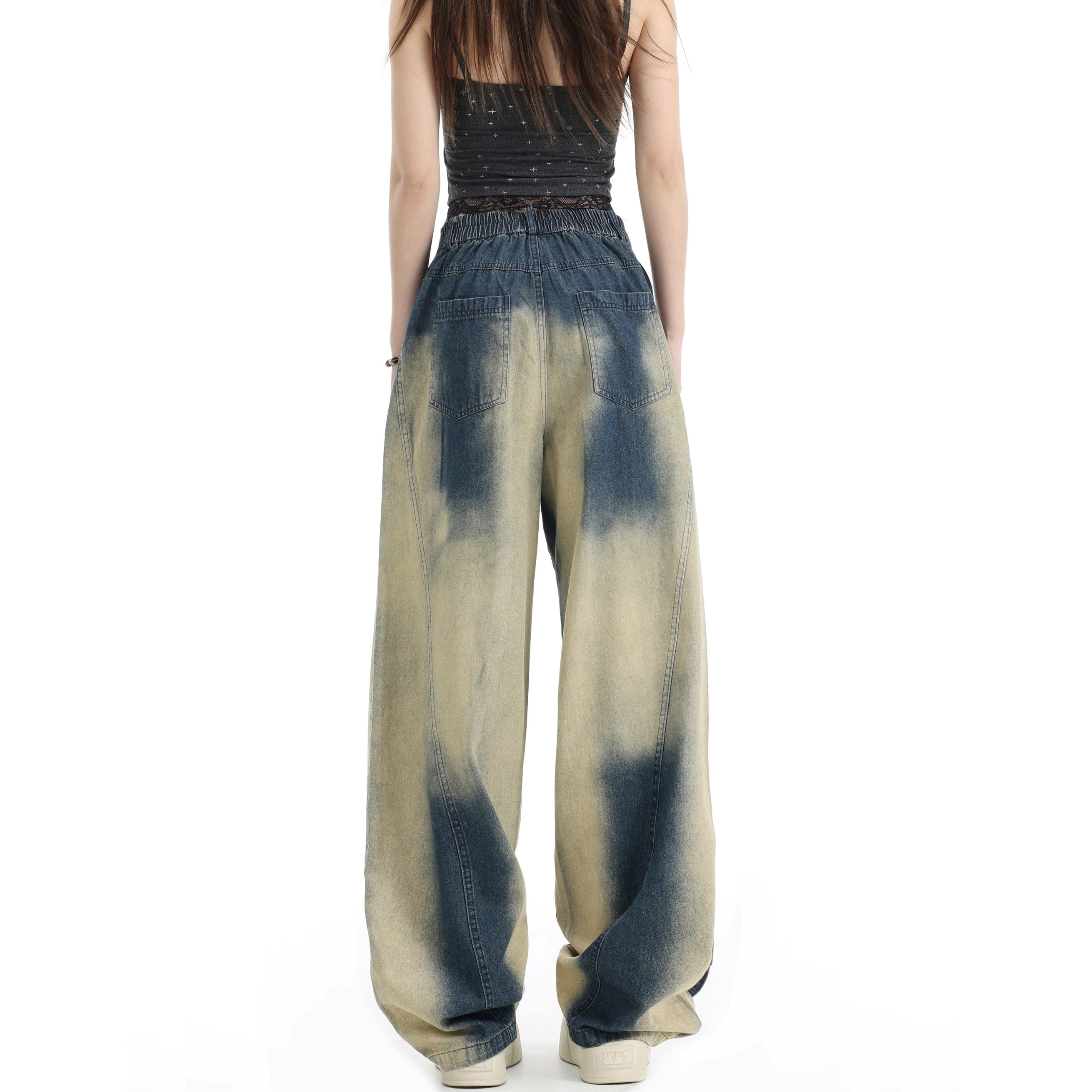 RhineStone Gradient Washed Loose Jeans IN7064
