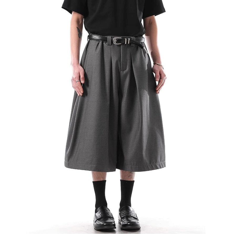 Tuck Design Draped Wide Cropped Pants BL1033