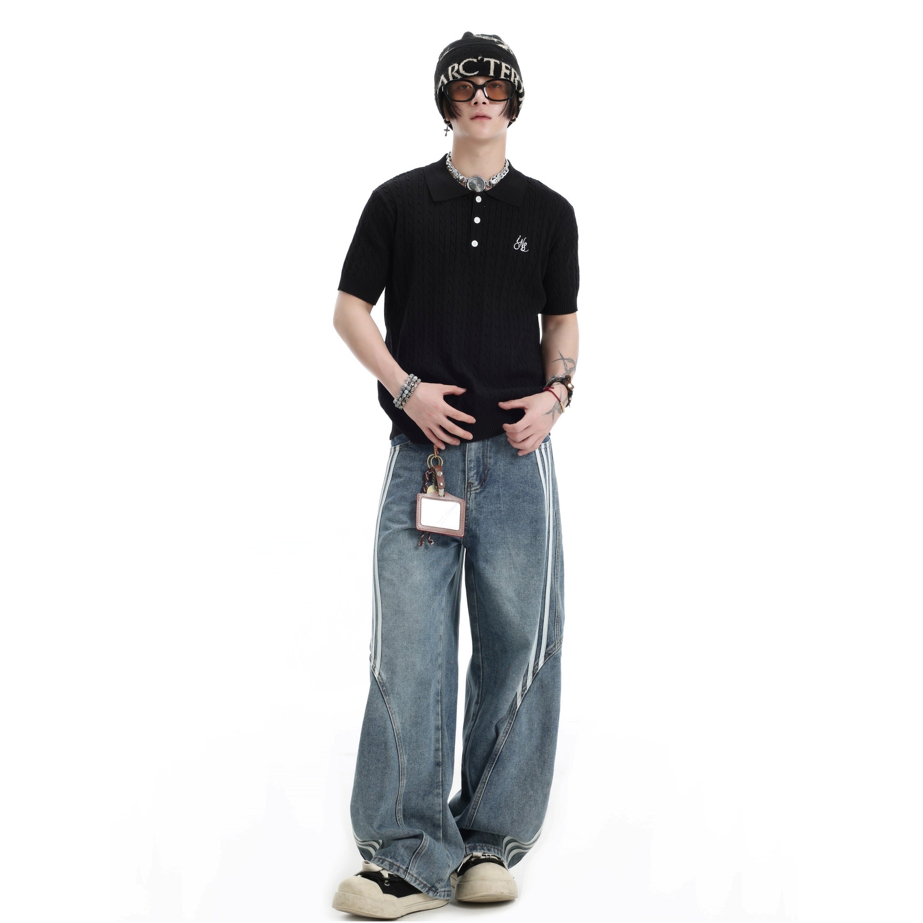 Three-bar Striped Wash Curve Jeans IN7060