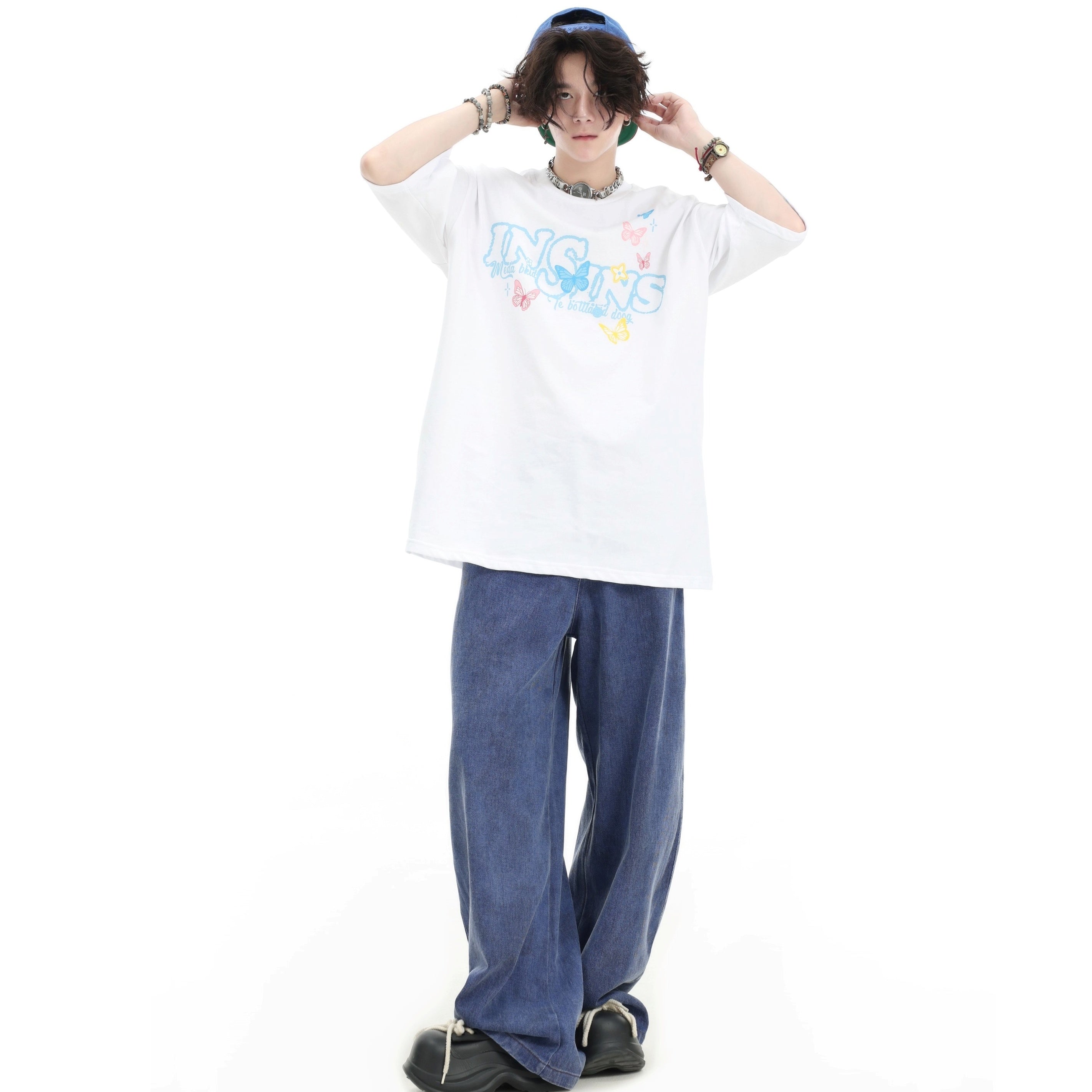Splashed Ink Tie-dye Wide-Leg Jeans IN7070