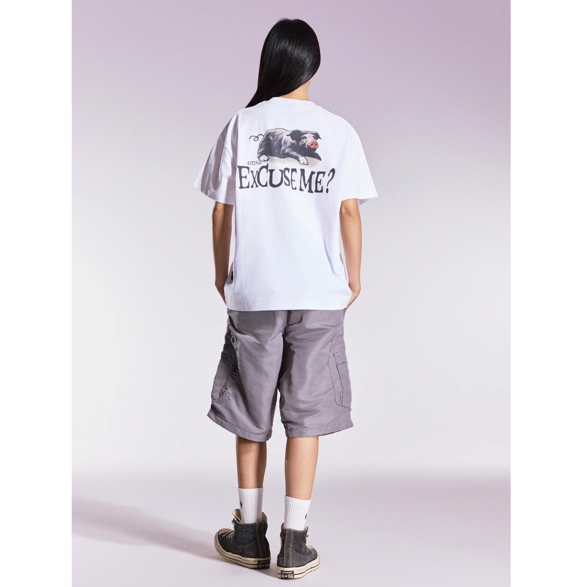 Funny Black Pig Print T-shirt MB7358