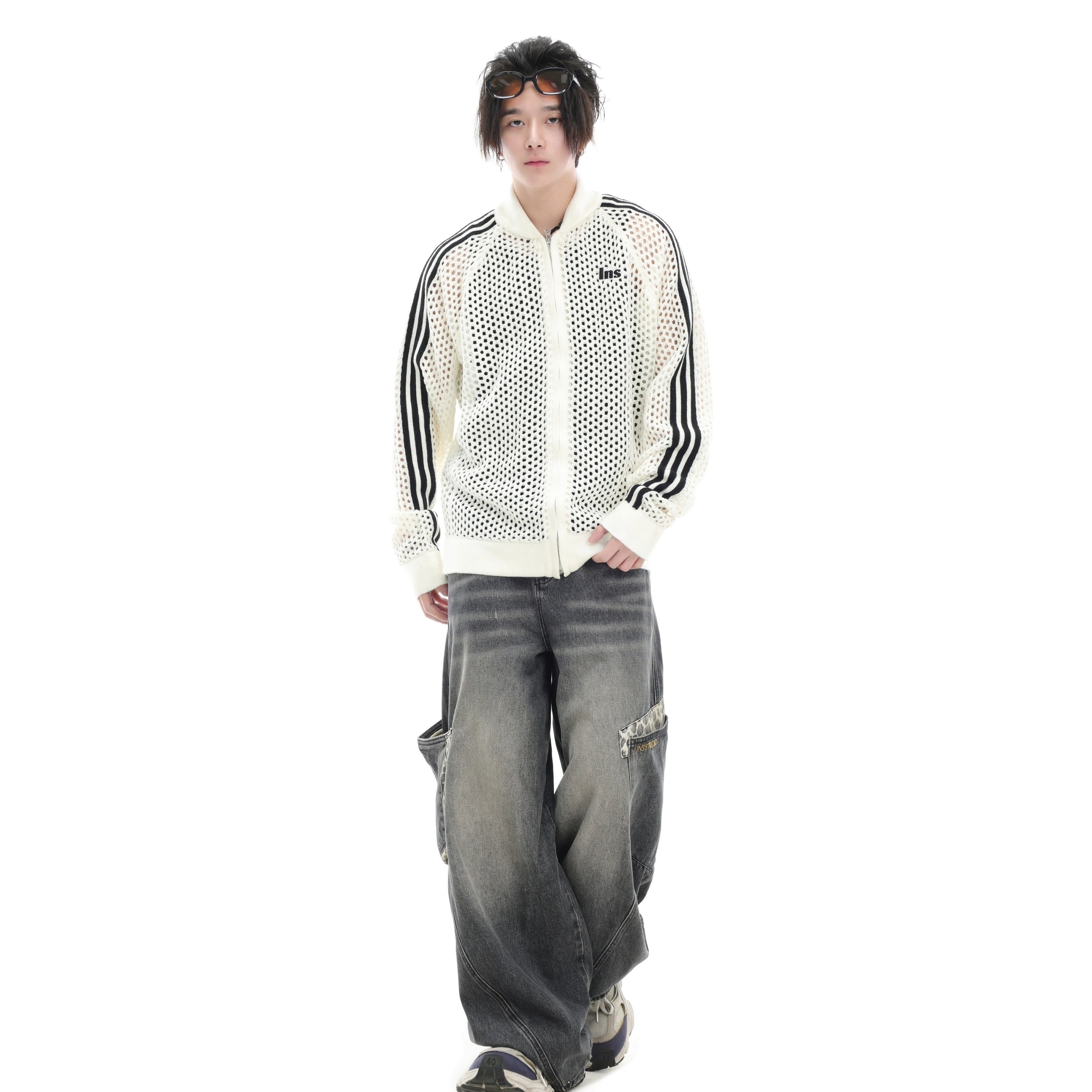 Raglan Mesh Cutout Cardigan Jacket IN7076