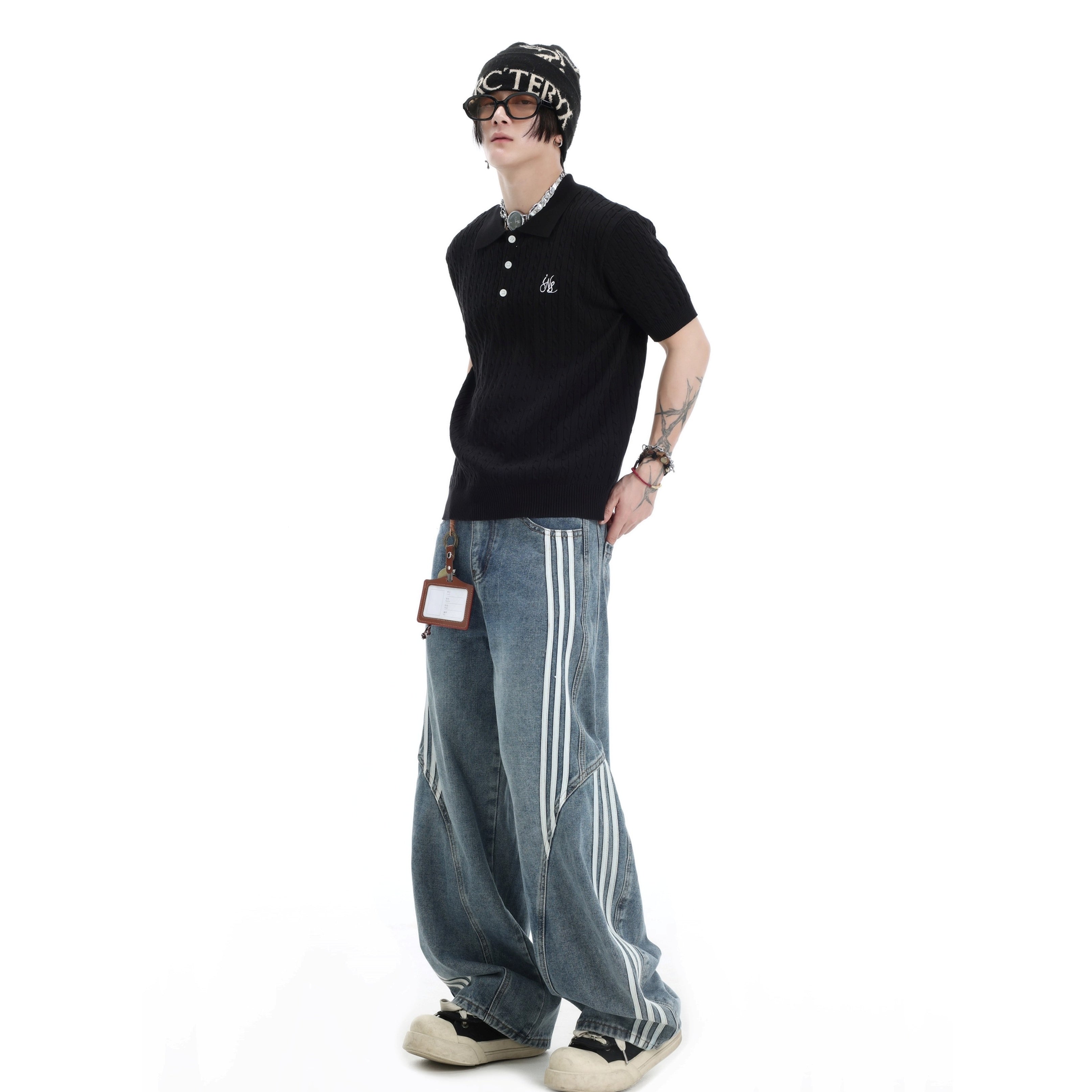 Three-bar Striped Wash Curve Jeans IN7060