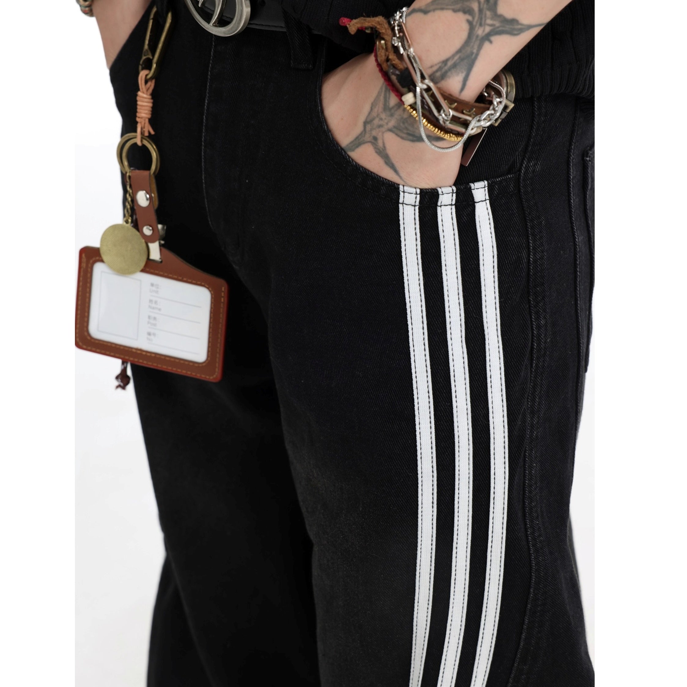 Three-bar Striped Wash Curve Jeans IN7060
