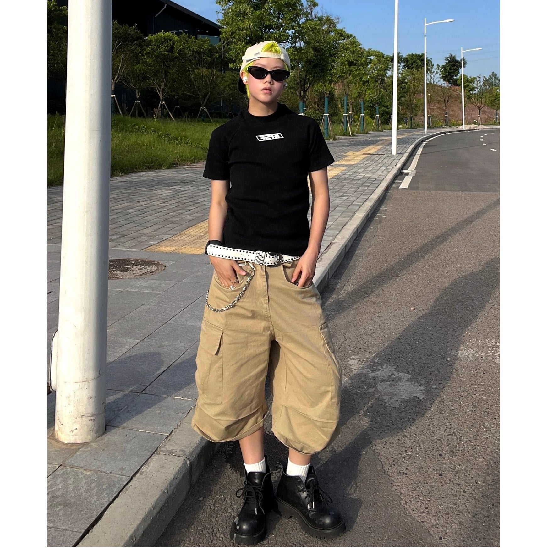 Bottle-neck Letter Slim T-shirt EAT178