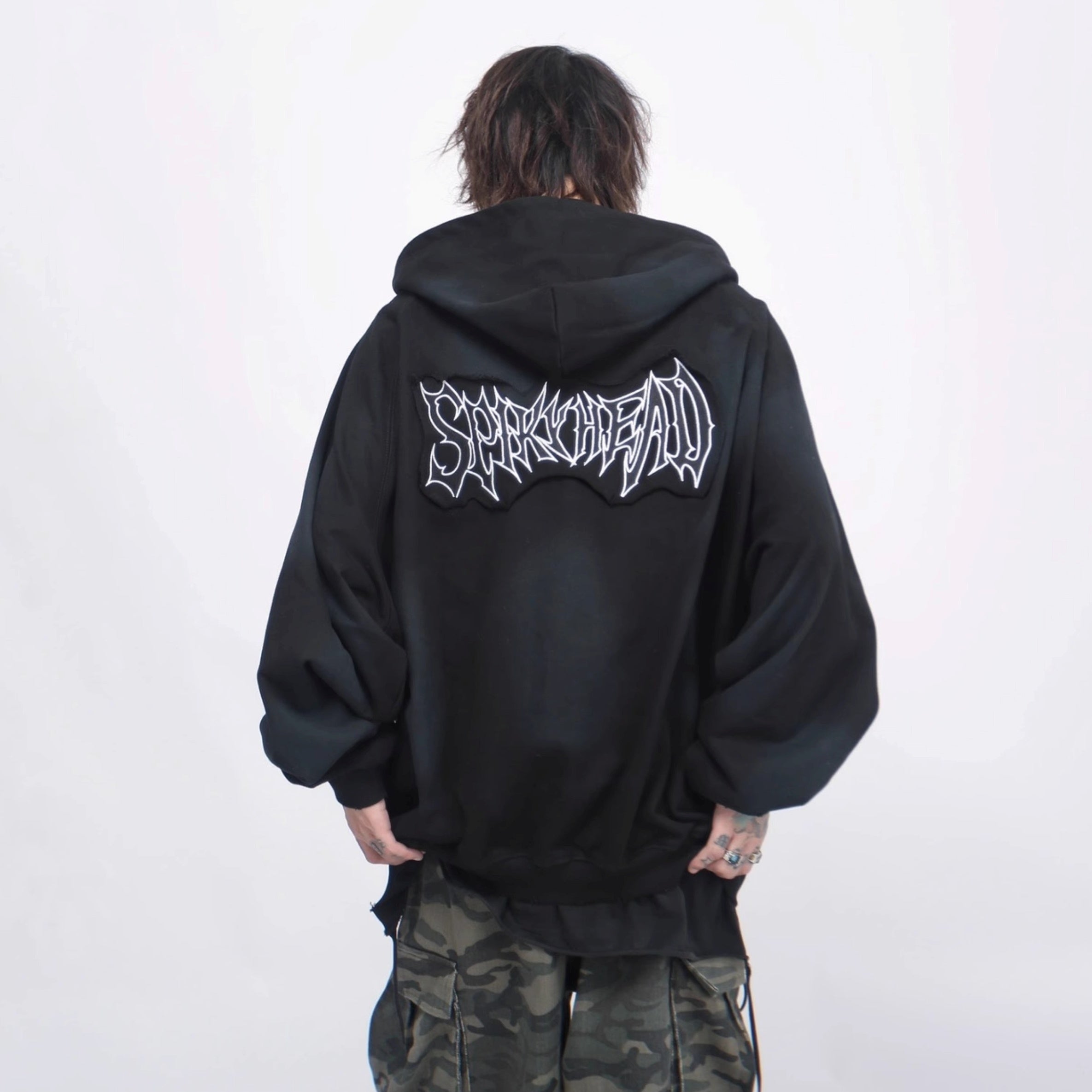 Vintage Distressed Hooded Zip-up Jacket MB7376