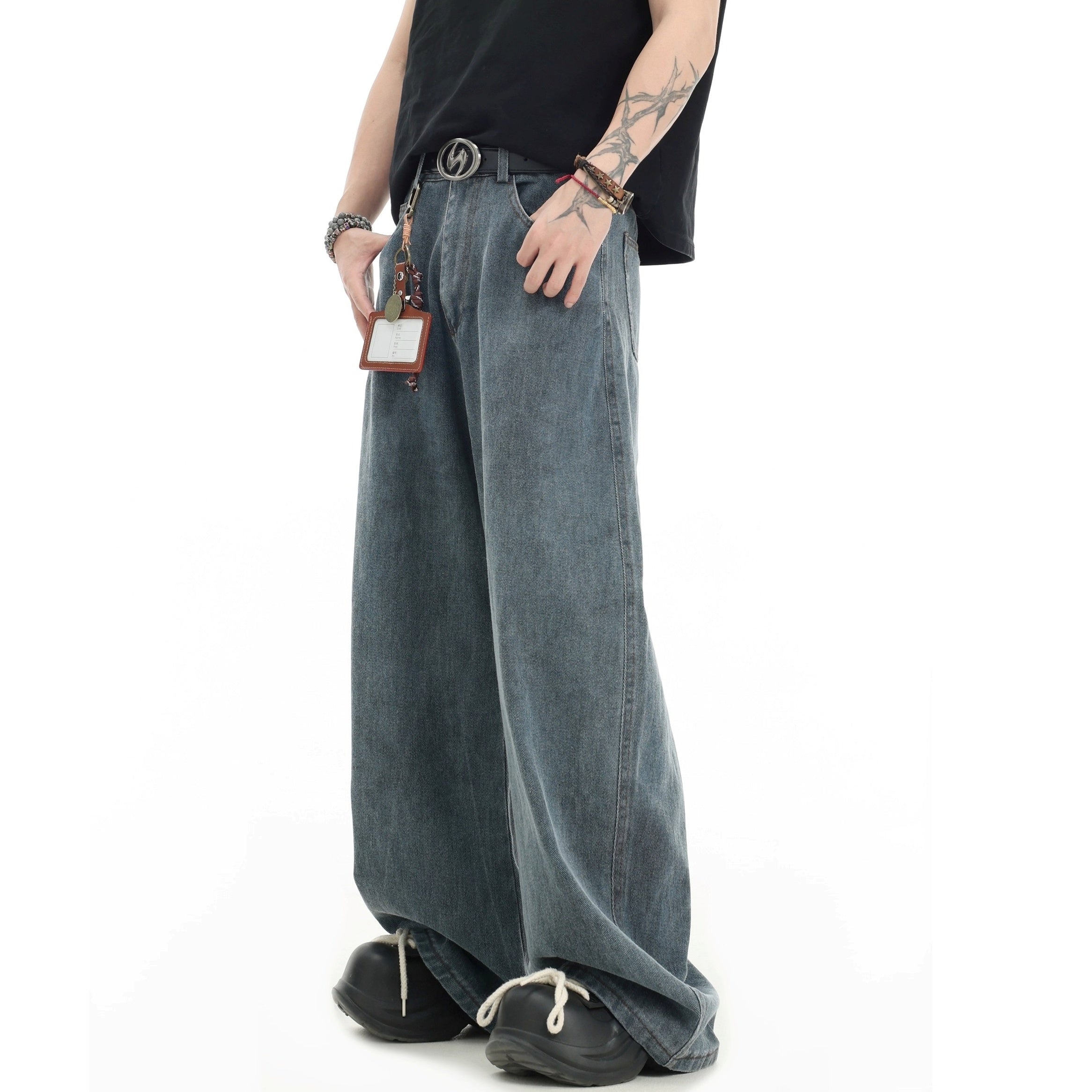 Splashed Ink Tie-dye Wide-Leg Jeans IN7070