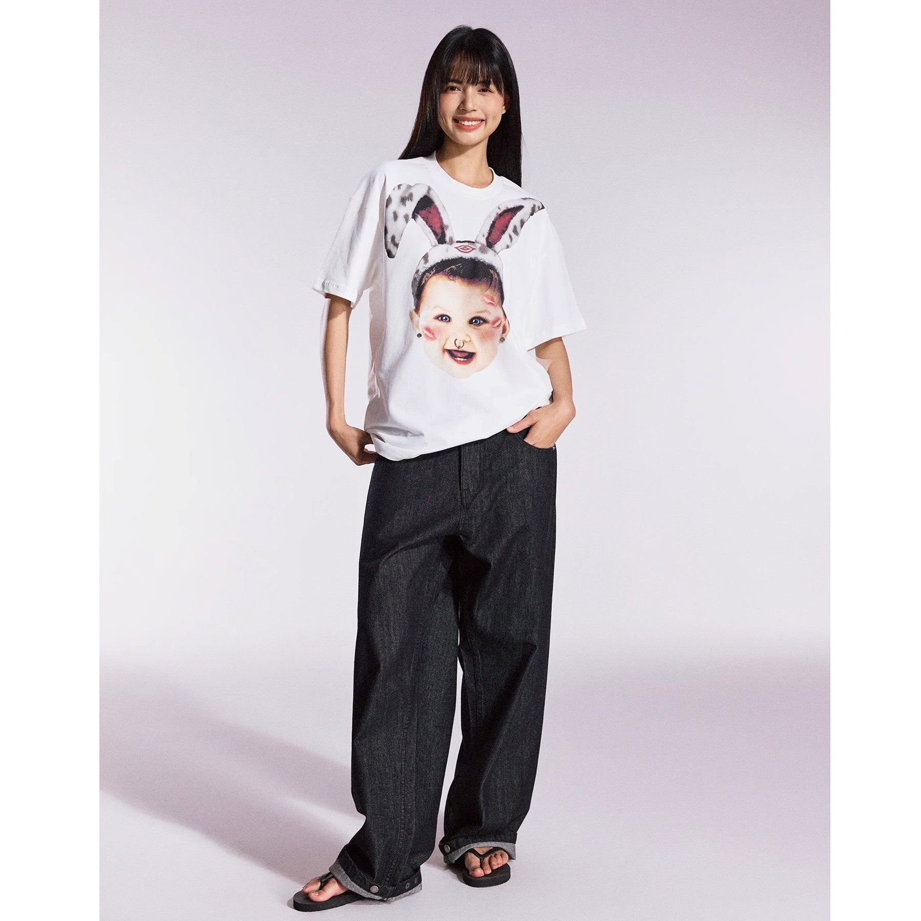 Fun Rabbit Treasure Print T-shirt MB7359