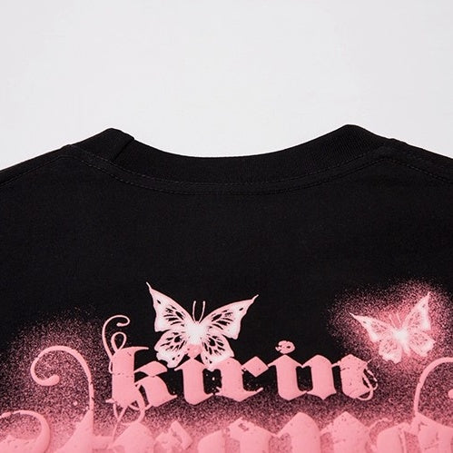 Neck Chain Butterfly Print T-shirt NH7005
