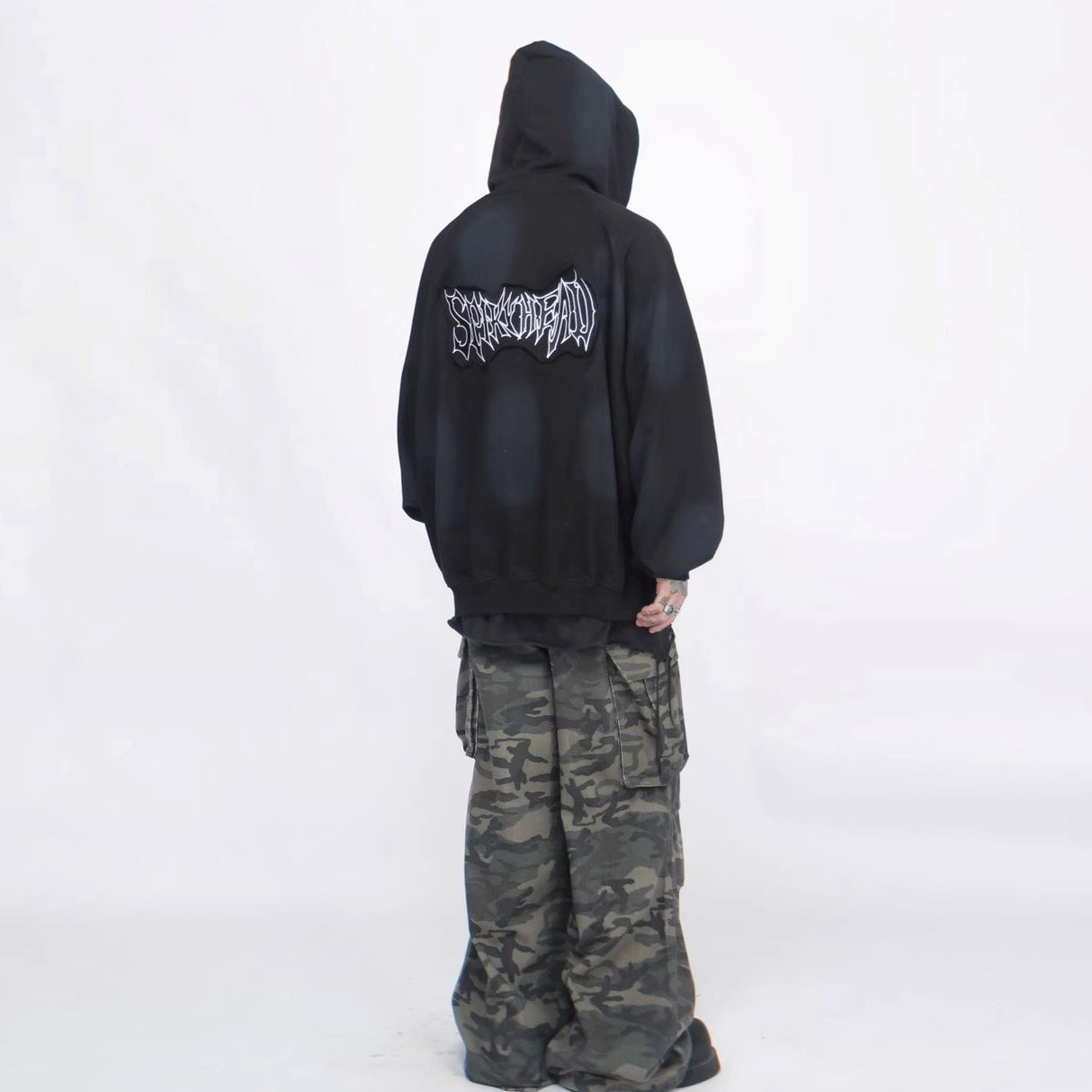 Vintage Distressed Hooded Zip-up Jacket MB7376