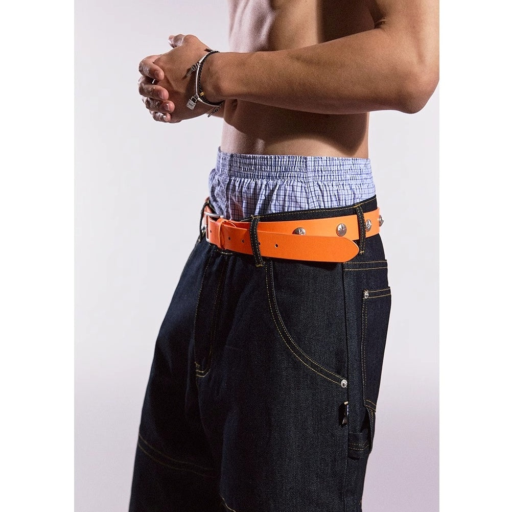 Highlighter Color Rivet Leather Belt MB7367