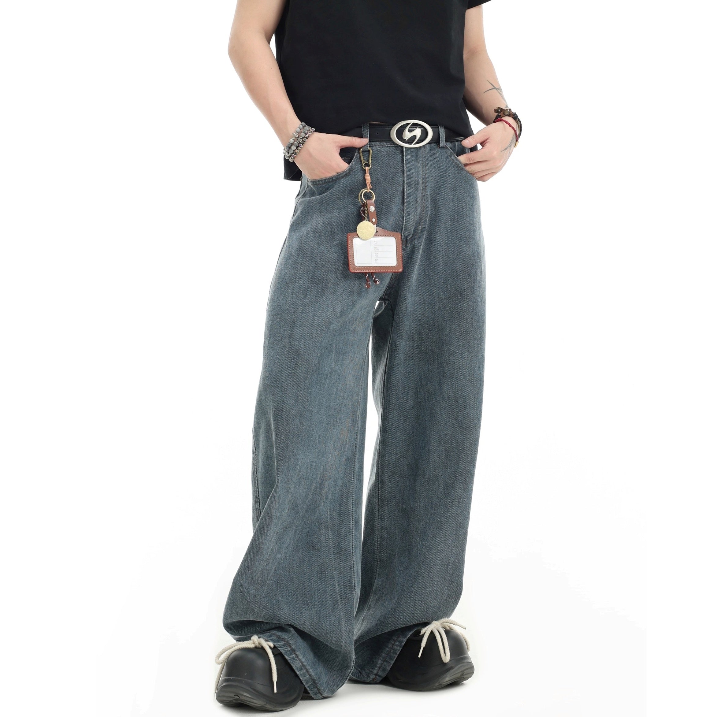 Splashed Ink Tie-dye Wide-Leg Jeans IN7070