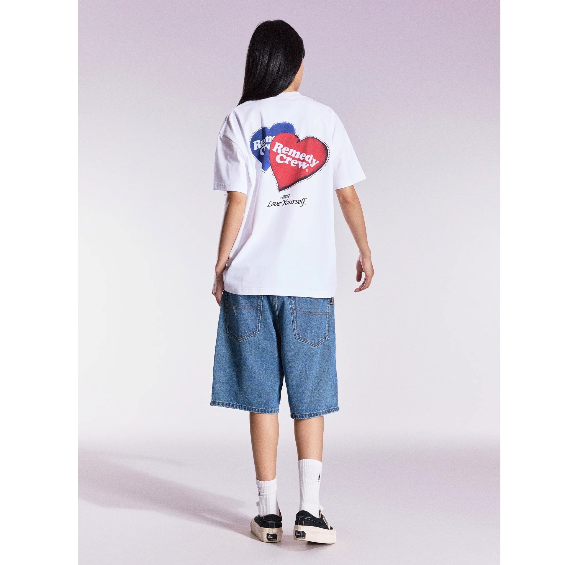 Heart Rhinestone Loose T-shirt MB7365
