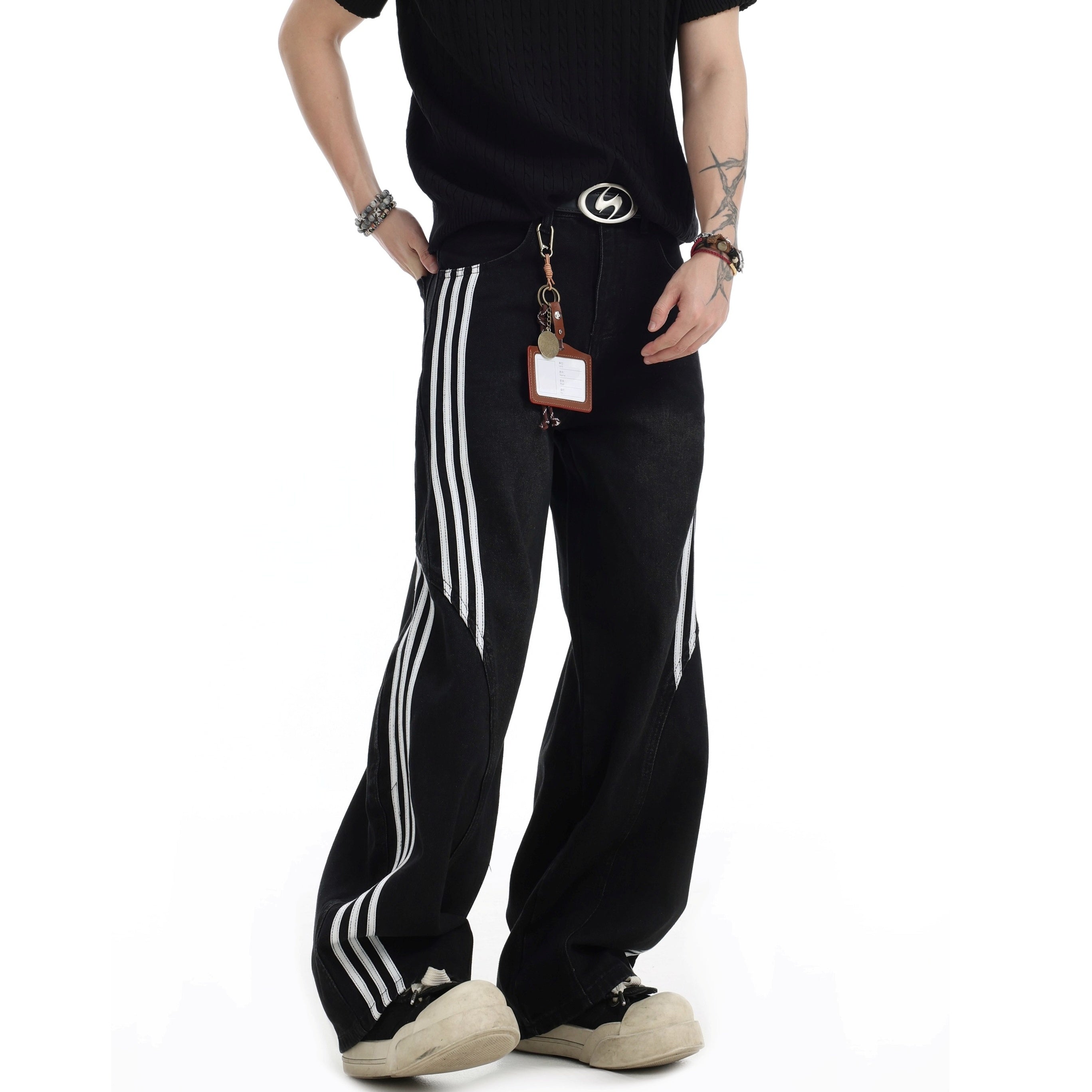 Three-bar Striped Wash Curve Jeans IN7060