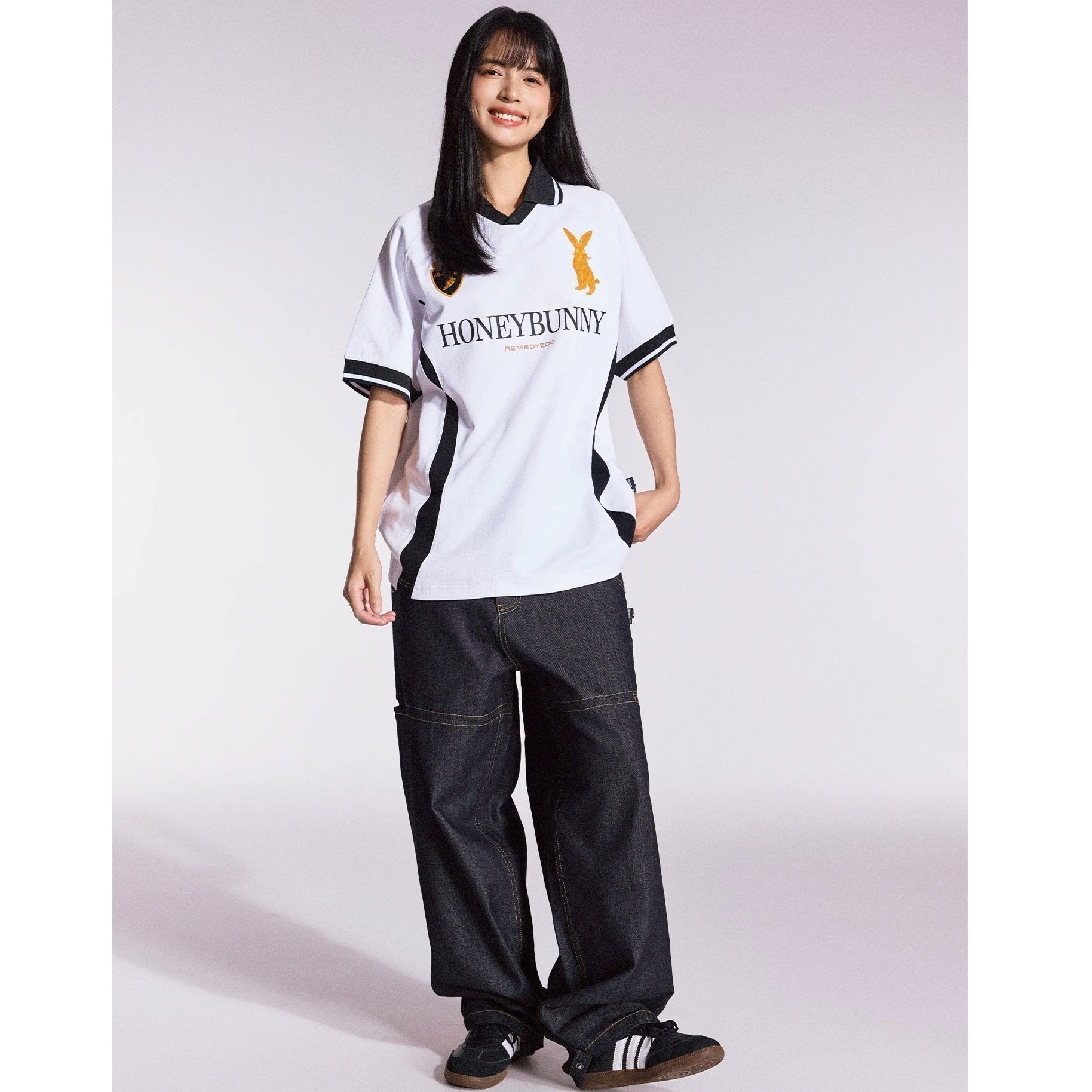 Honey Bunny Embroidery Polo Collar T-shirt MB7364