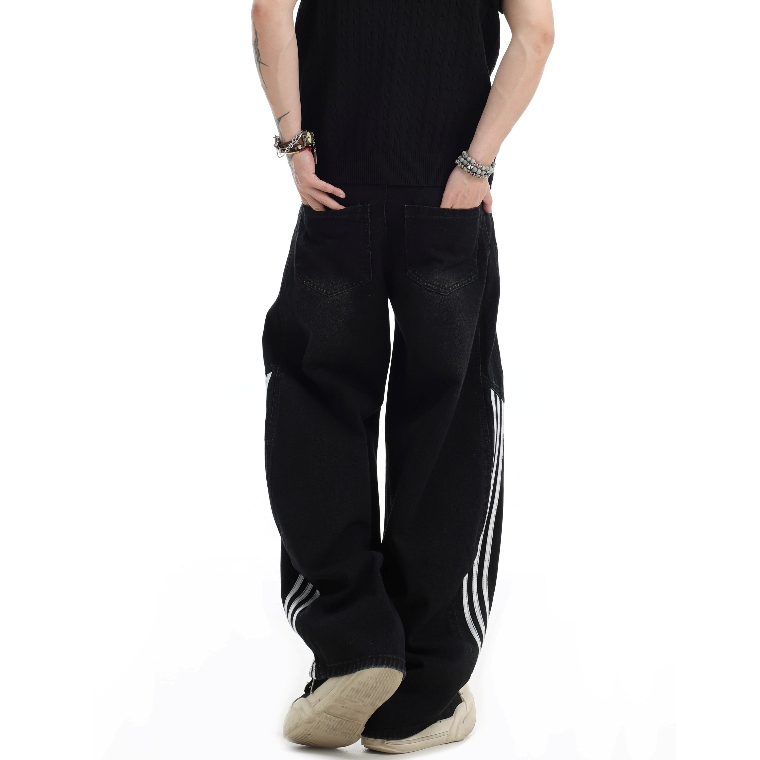 Three-bar Striped Wash Curve Jeans IN7060