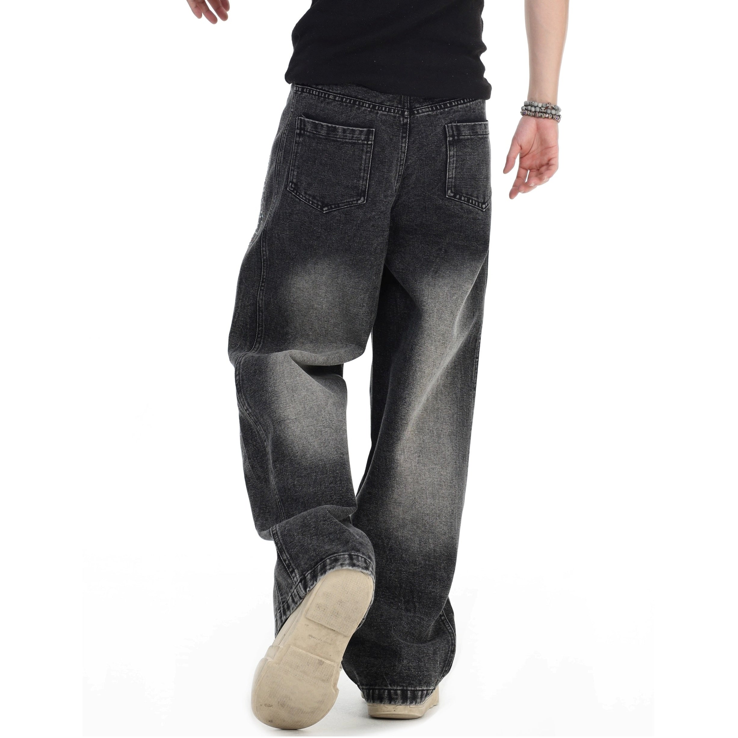 Gradient Colorful RhineStone Loose Jeans IN7069