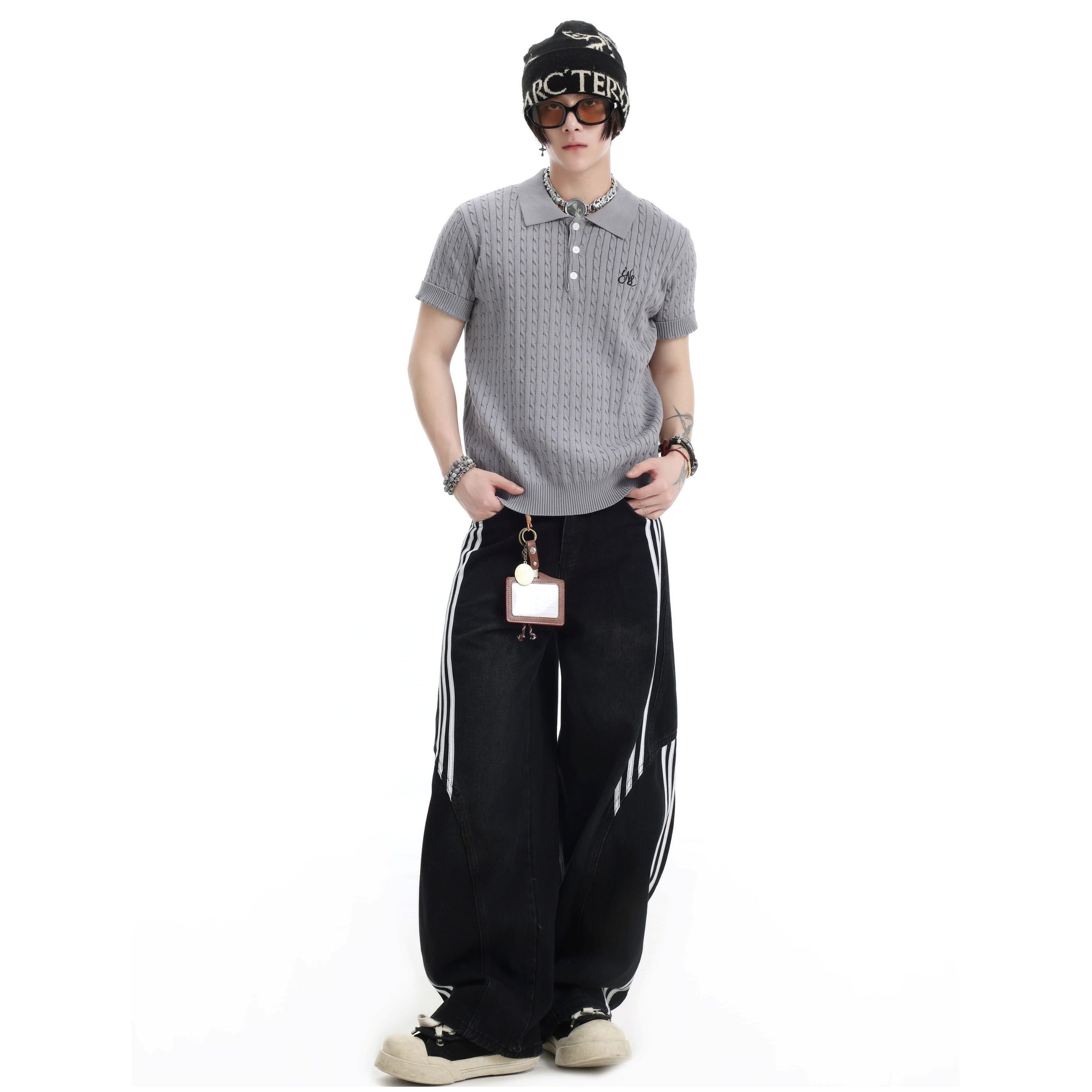 Three-bar Striped Wash Curve Jeans IN7060