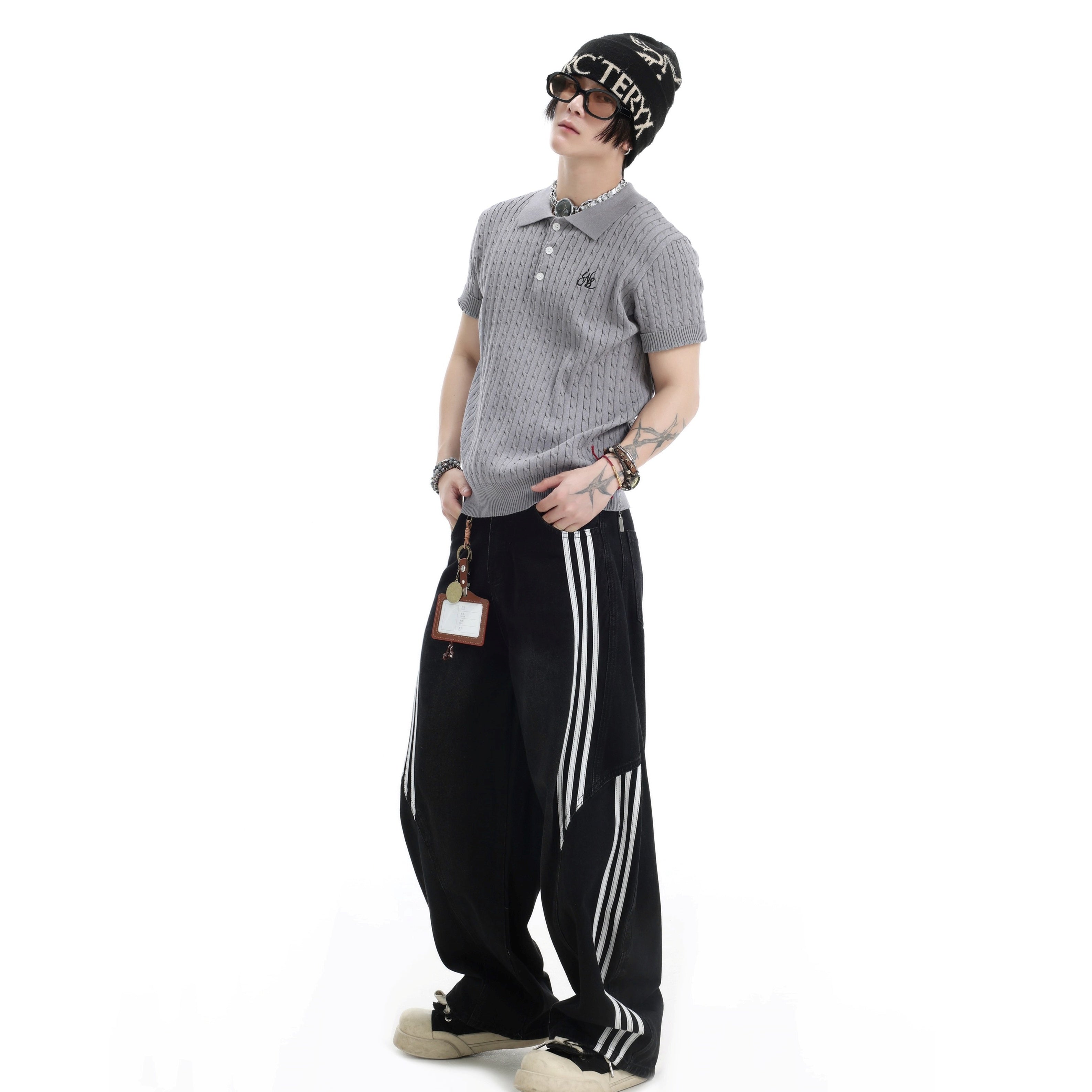 Three-bar Striped Wash Curve Jeans IN7060